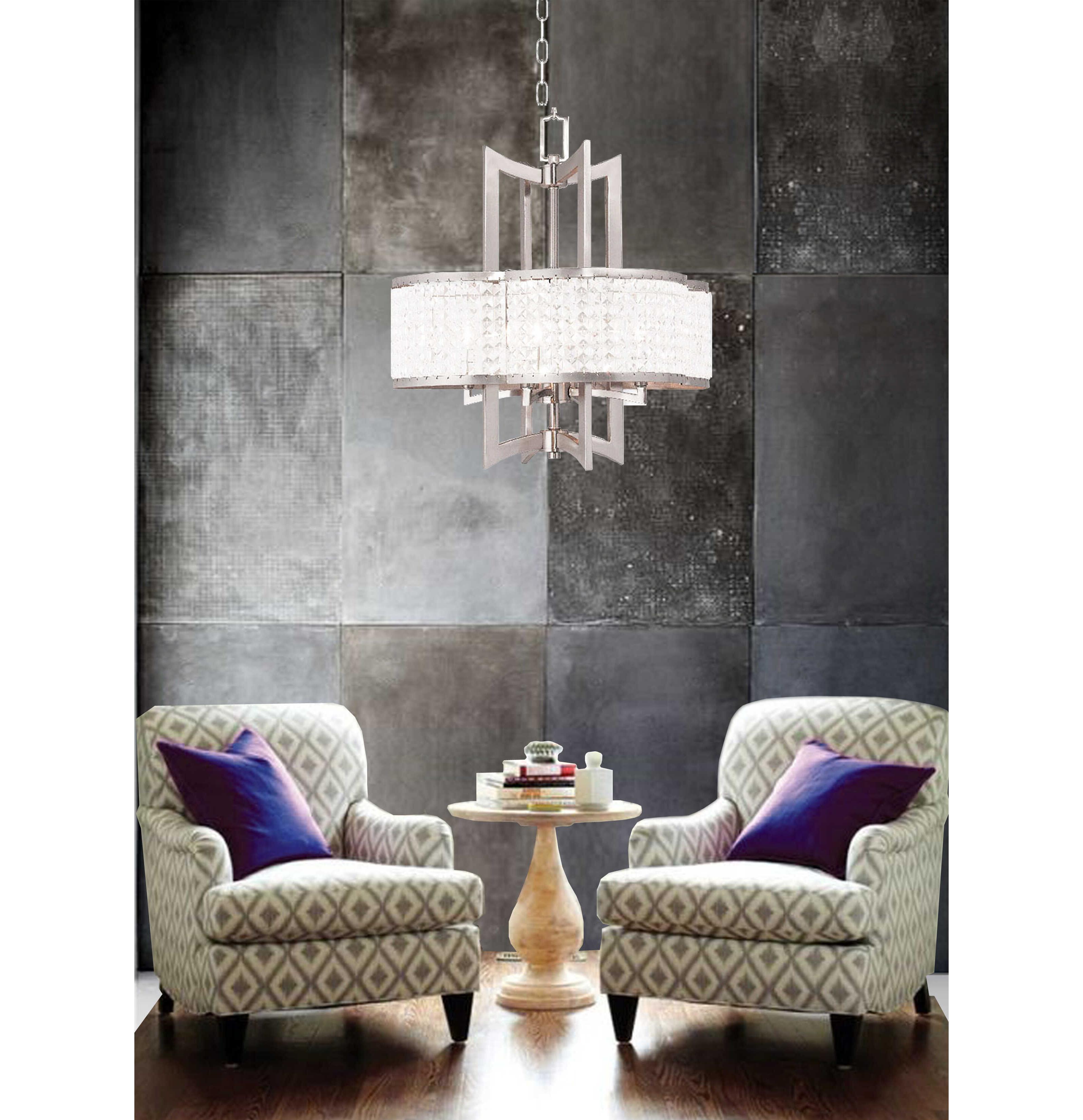 Livex Lighting Grammercy 4-Light Brushed Nickel Crystal Chandelier