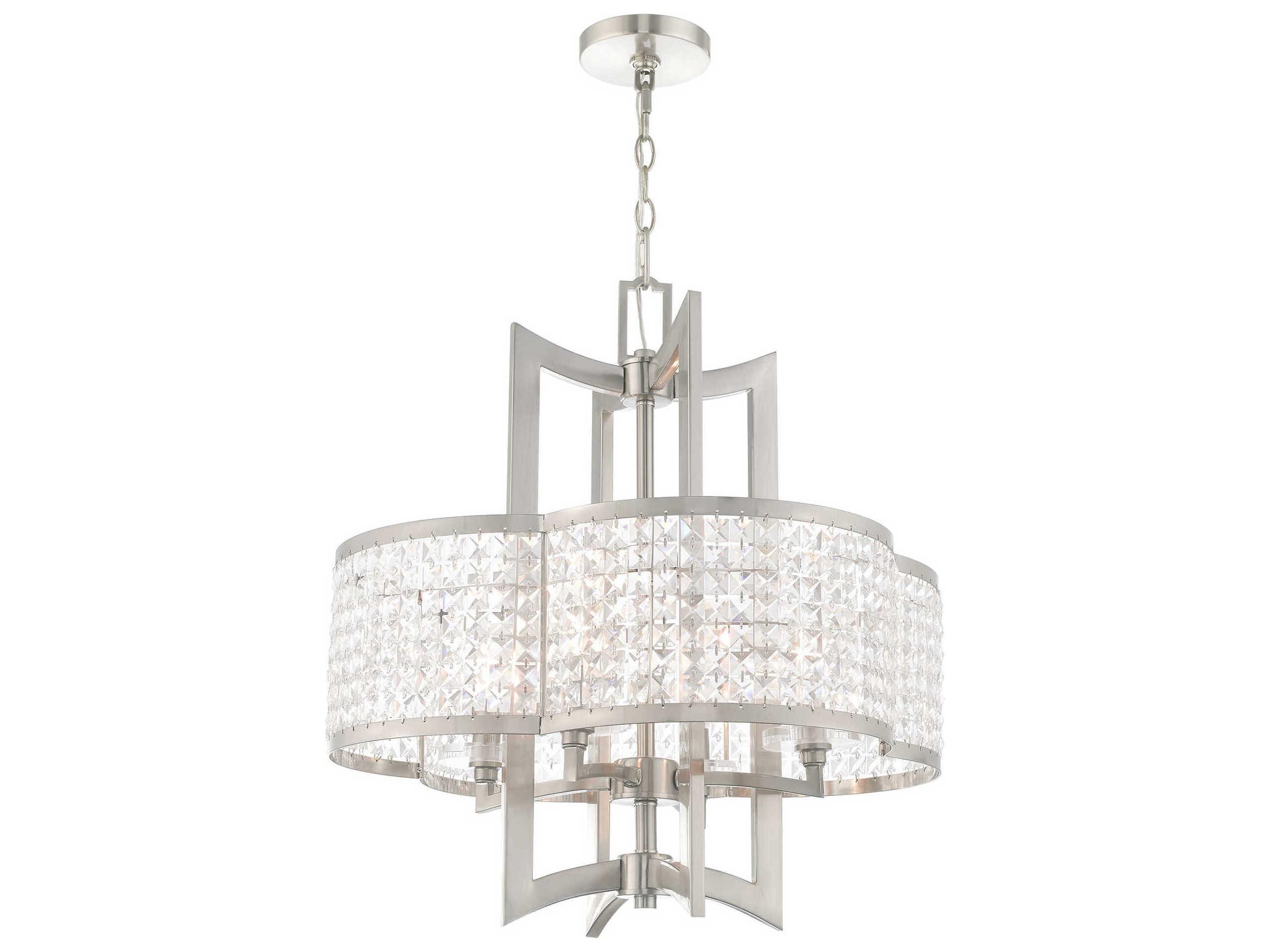 Livex Lighting Grammercy 4-Light Brushed Nickel Crystal Chandelier