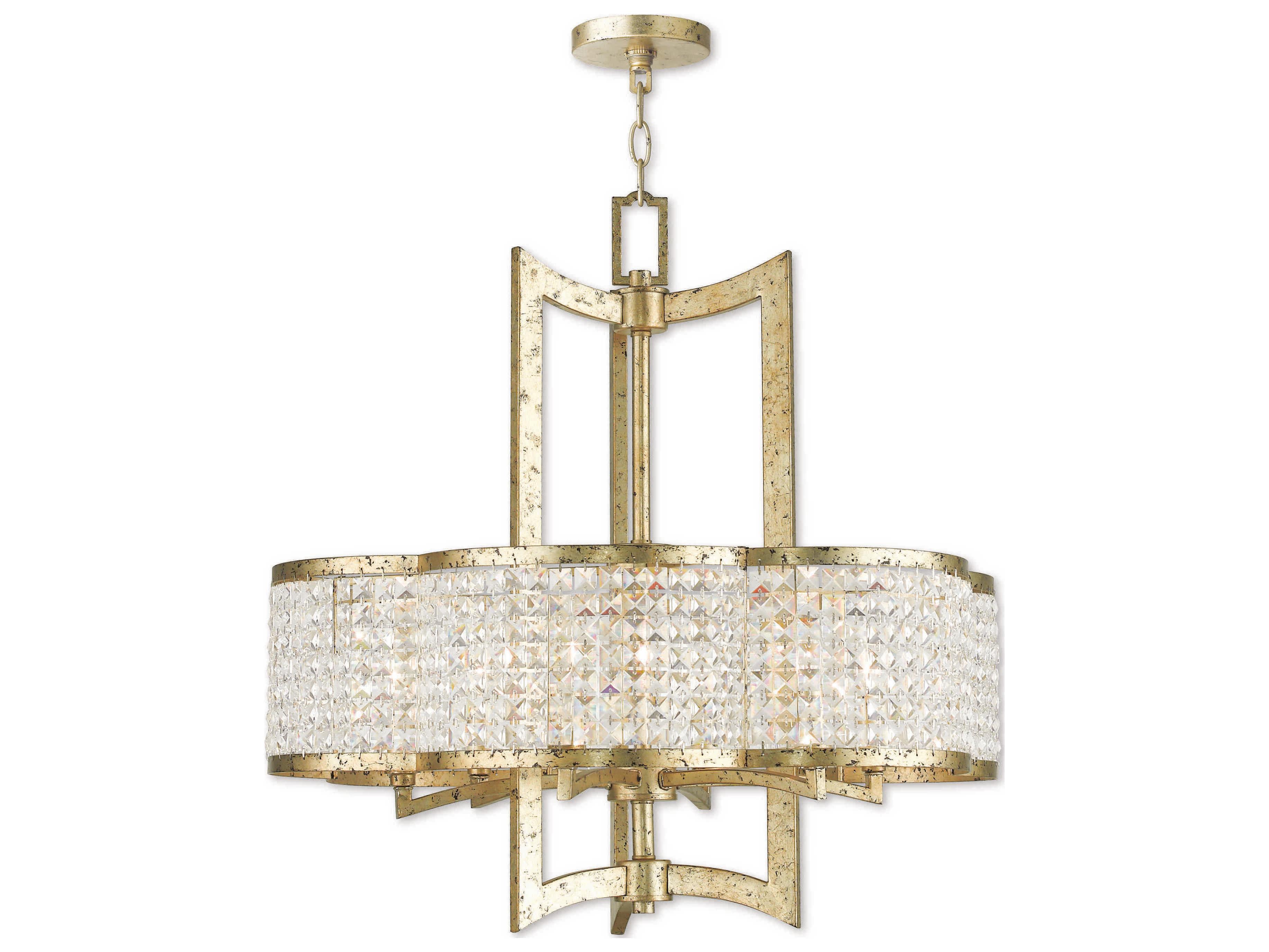 Livex Lighting Grammercy 6-Light Hand Applied Winter Gold Crystal Chandelier