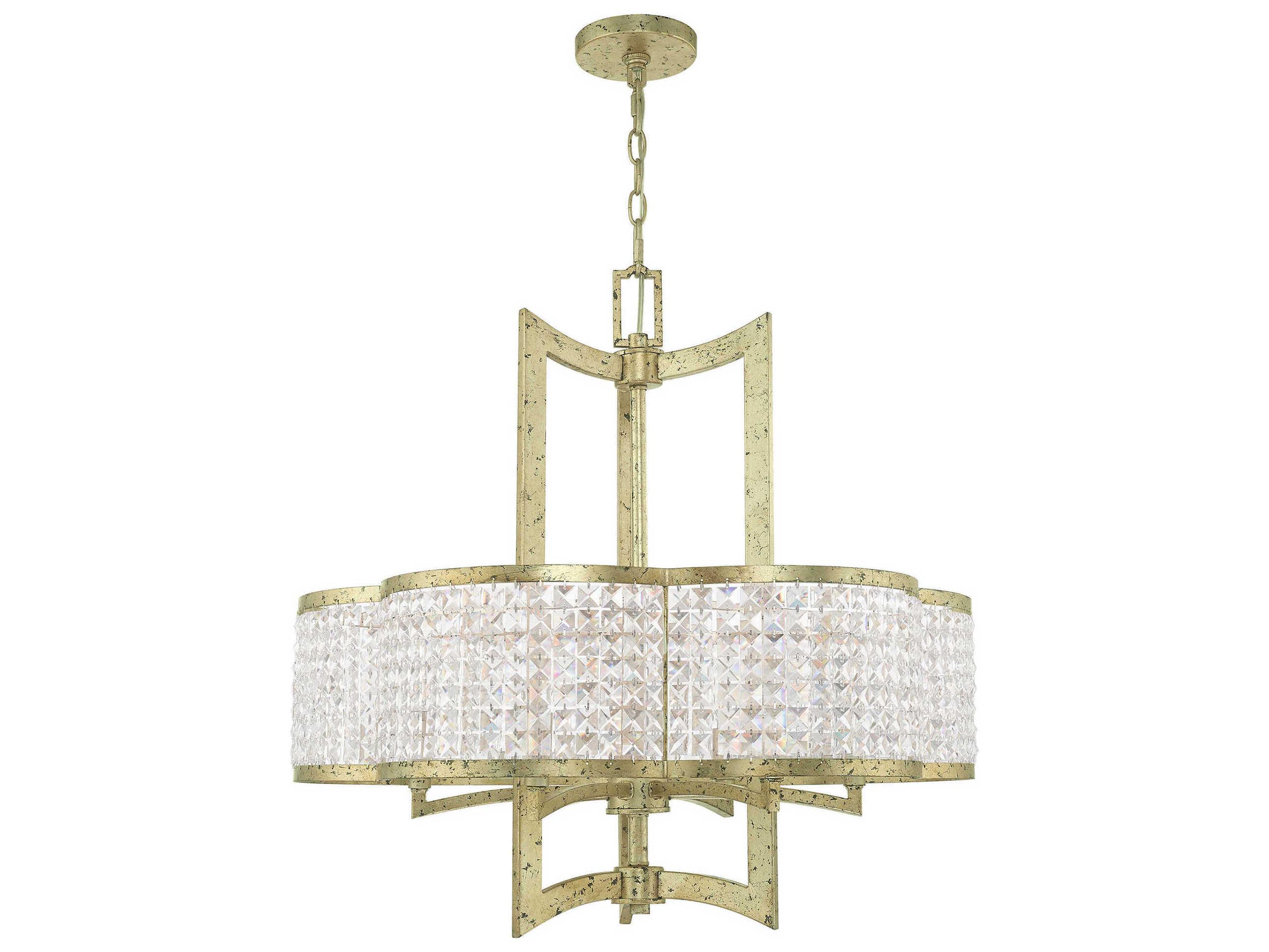 Livex Lighting Grammercy 6-Light Hand Applied Winter Gold Crystal Chandelier