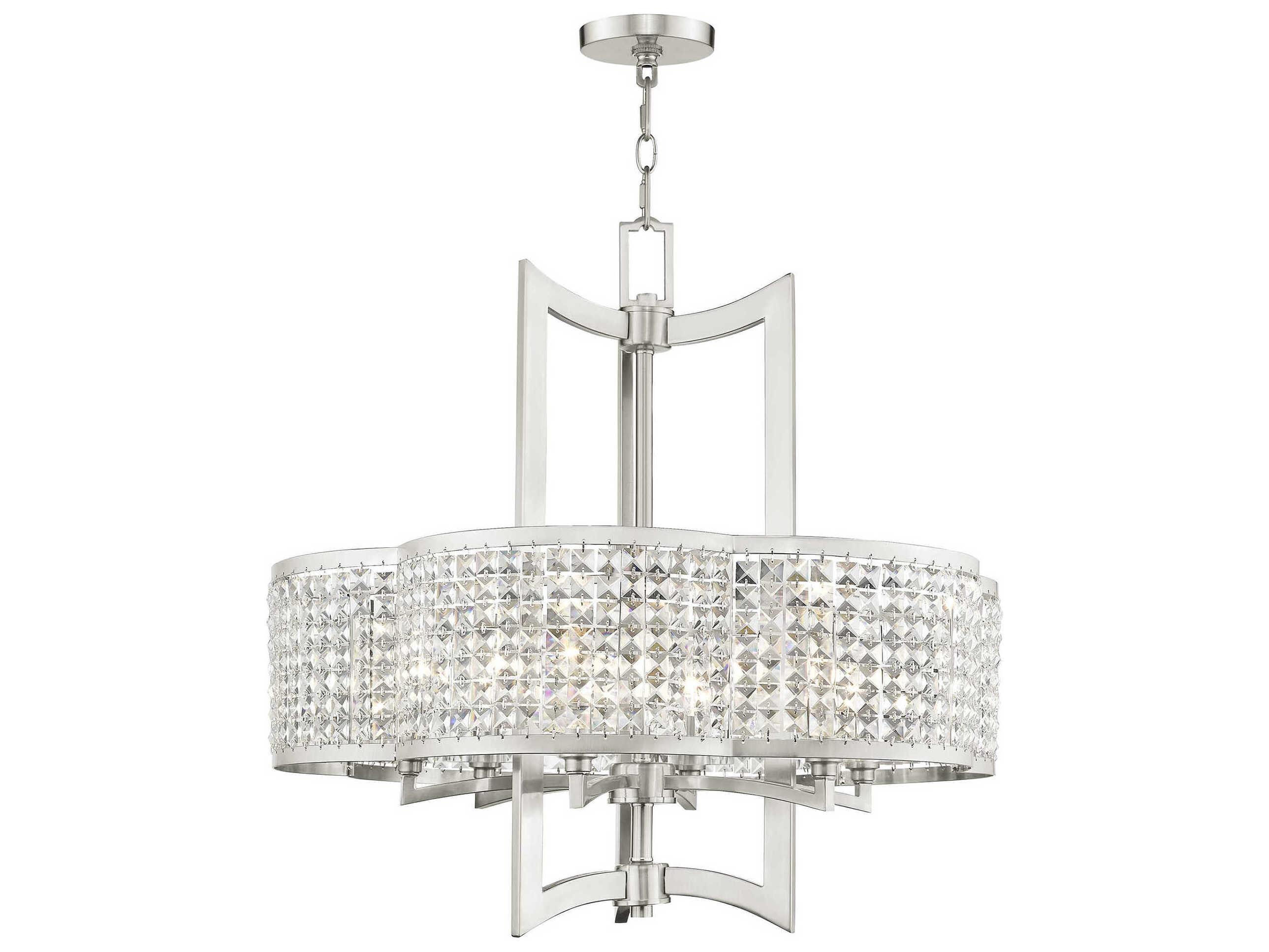 Livex Lighting Grammercy 6-Light Brushed Nickel Crystal Chandelier