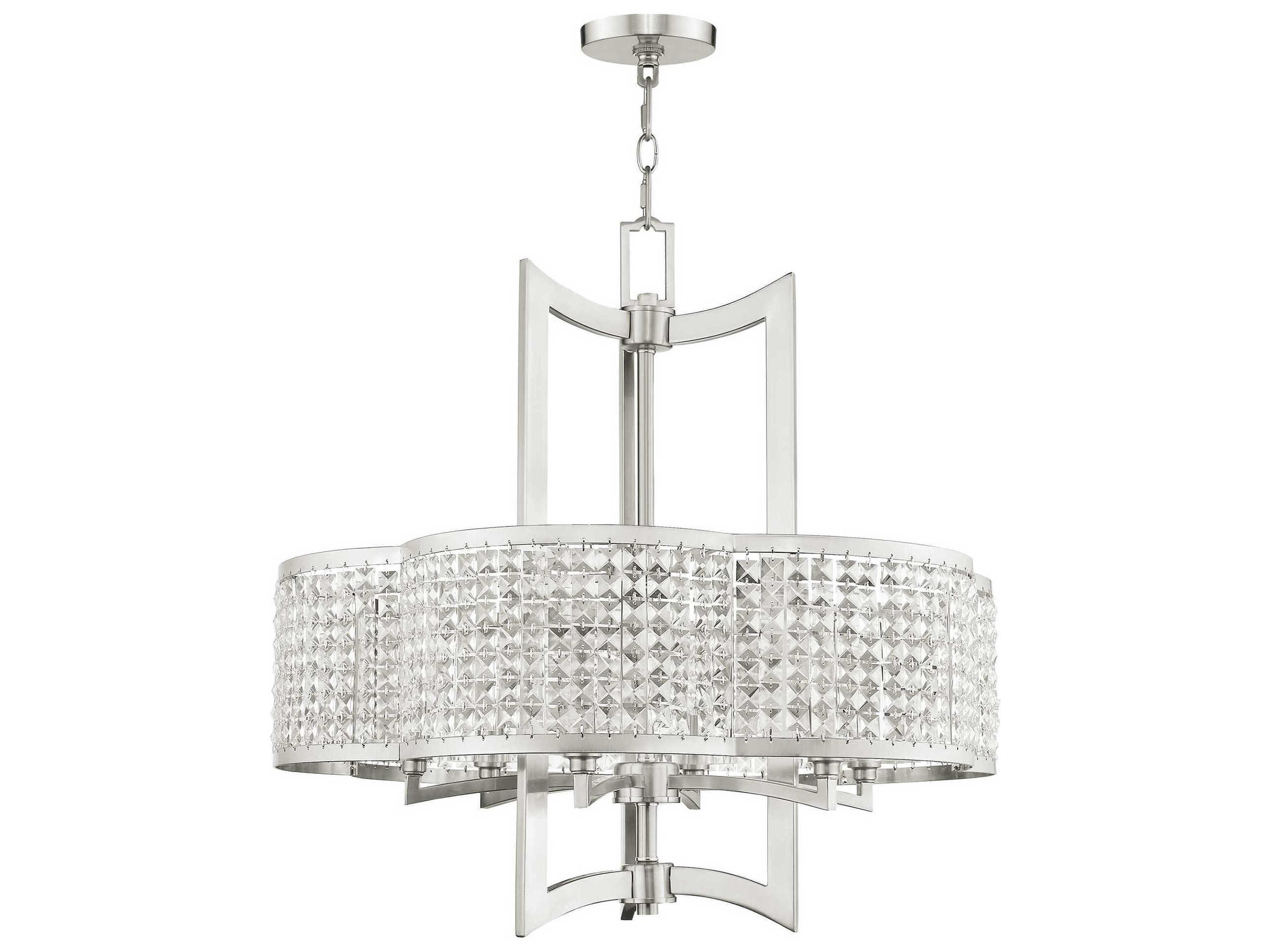 Livex Lighting Grammercy 6-Light Brushed Nickel Crystal Chandelier