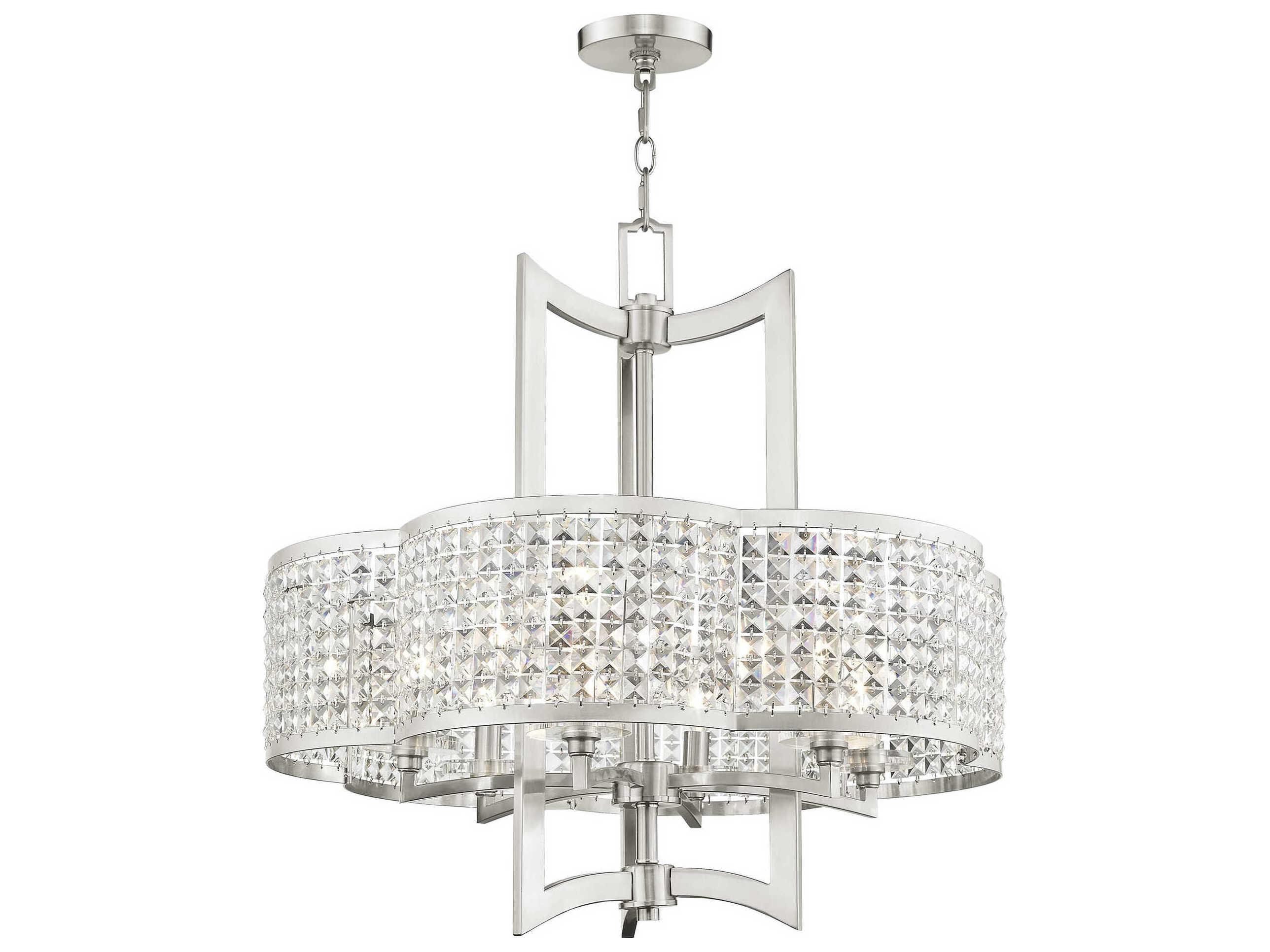 Livex Lighting Grammercy 6-Light Brushed Nickel Crystal Chandelier