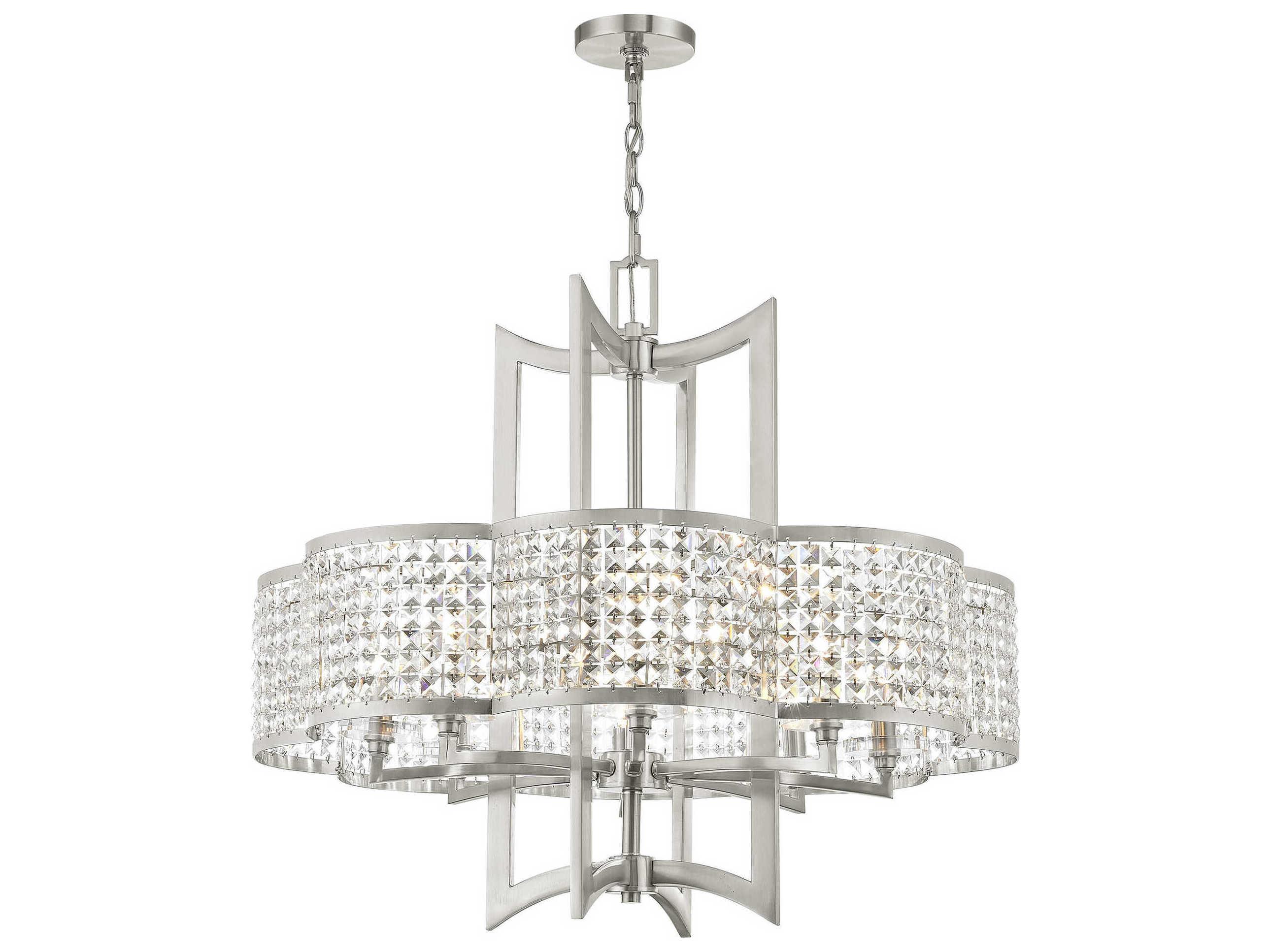 Livex Lighting Grammercy 8-Light Brushed Nickel Crystal Chandelier