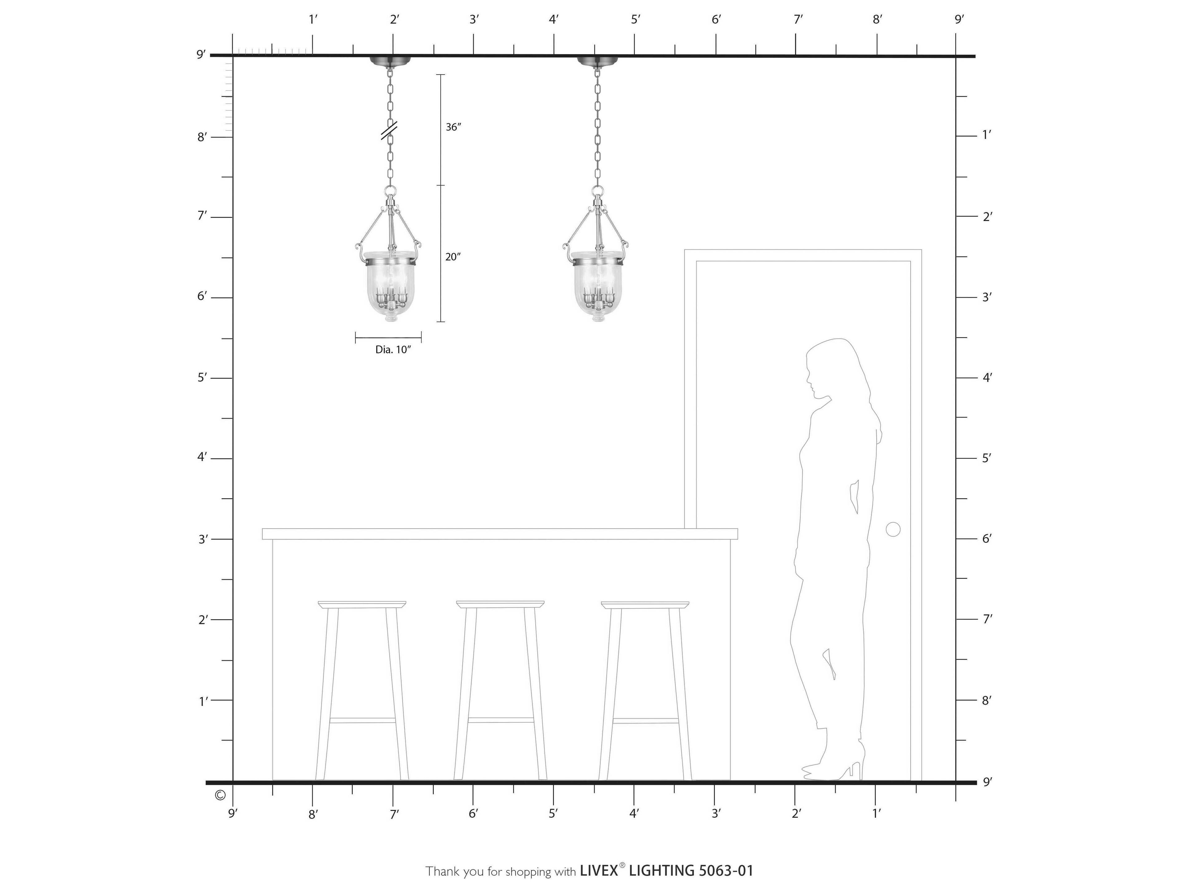 Livex Lighting Jefferson 3-Light Antique Brass Glass Chandelier