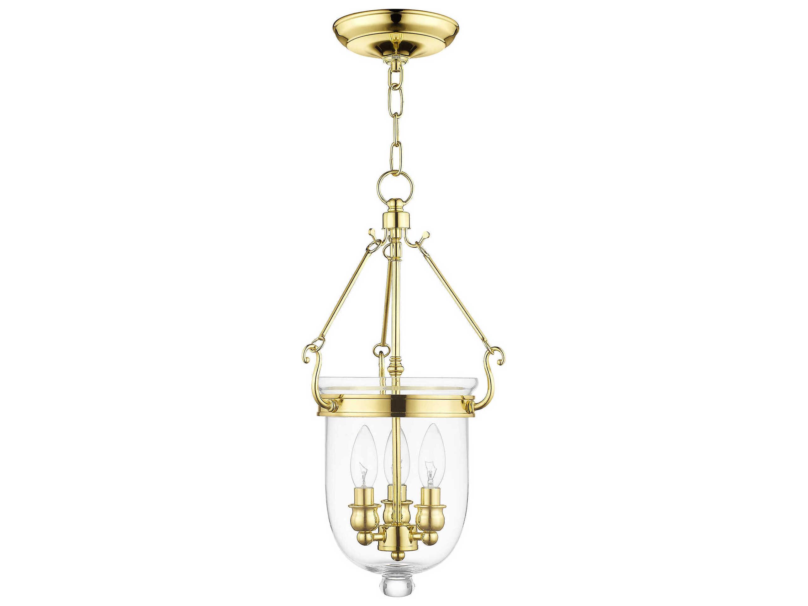 Livex Lighting Jefferson 3-Light Polished Brass Glass Chandelier