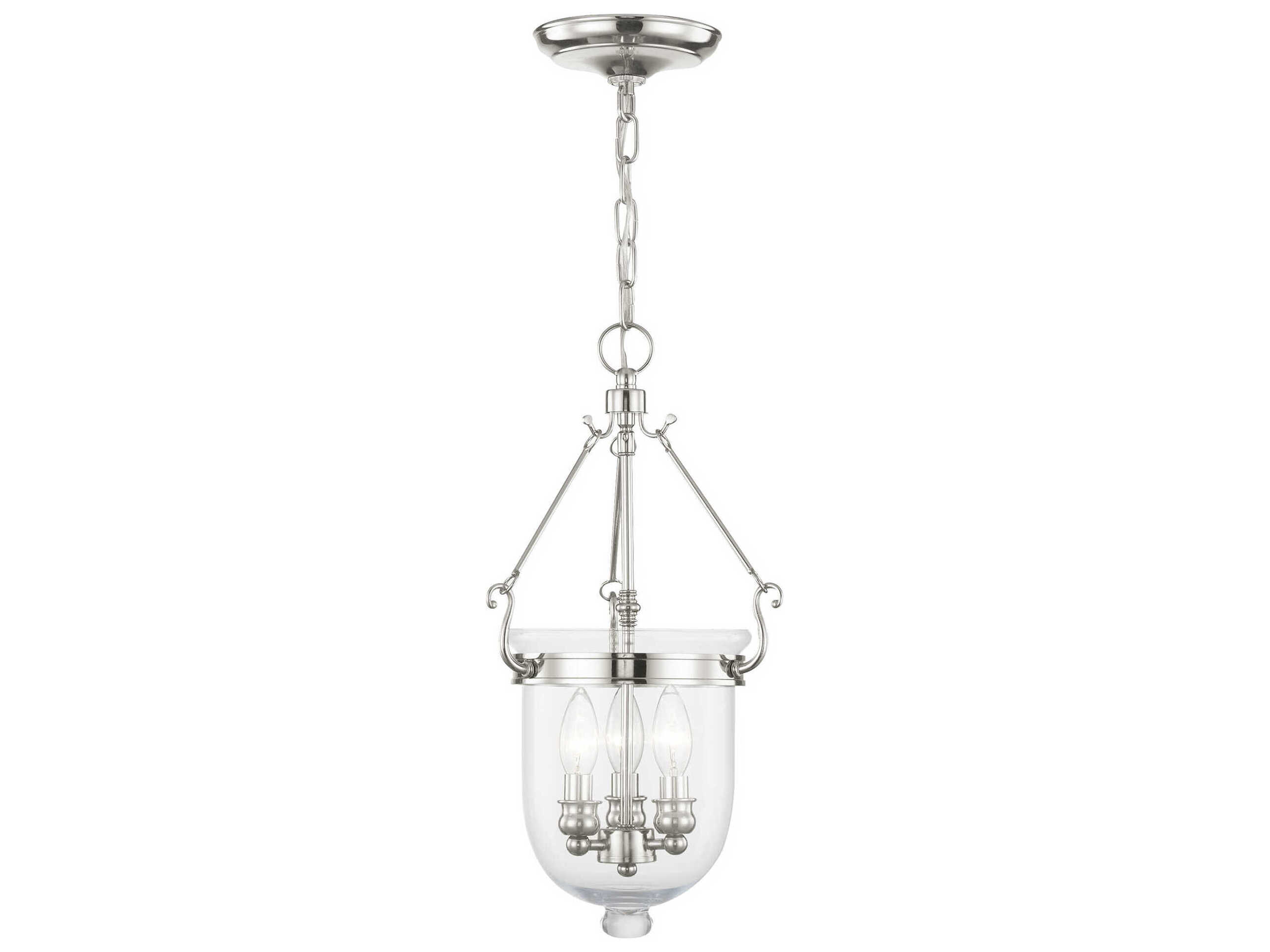 Livex Lighting Jefferson 3-Light Polished Nickel Glass Chandelier