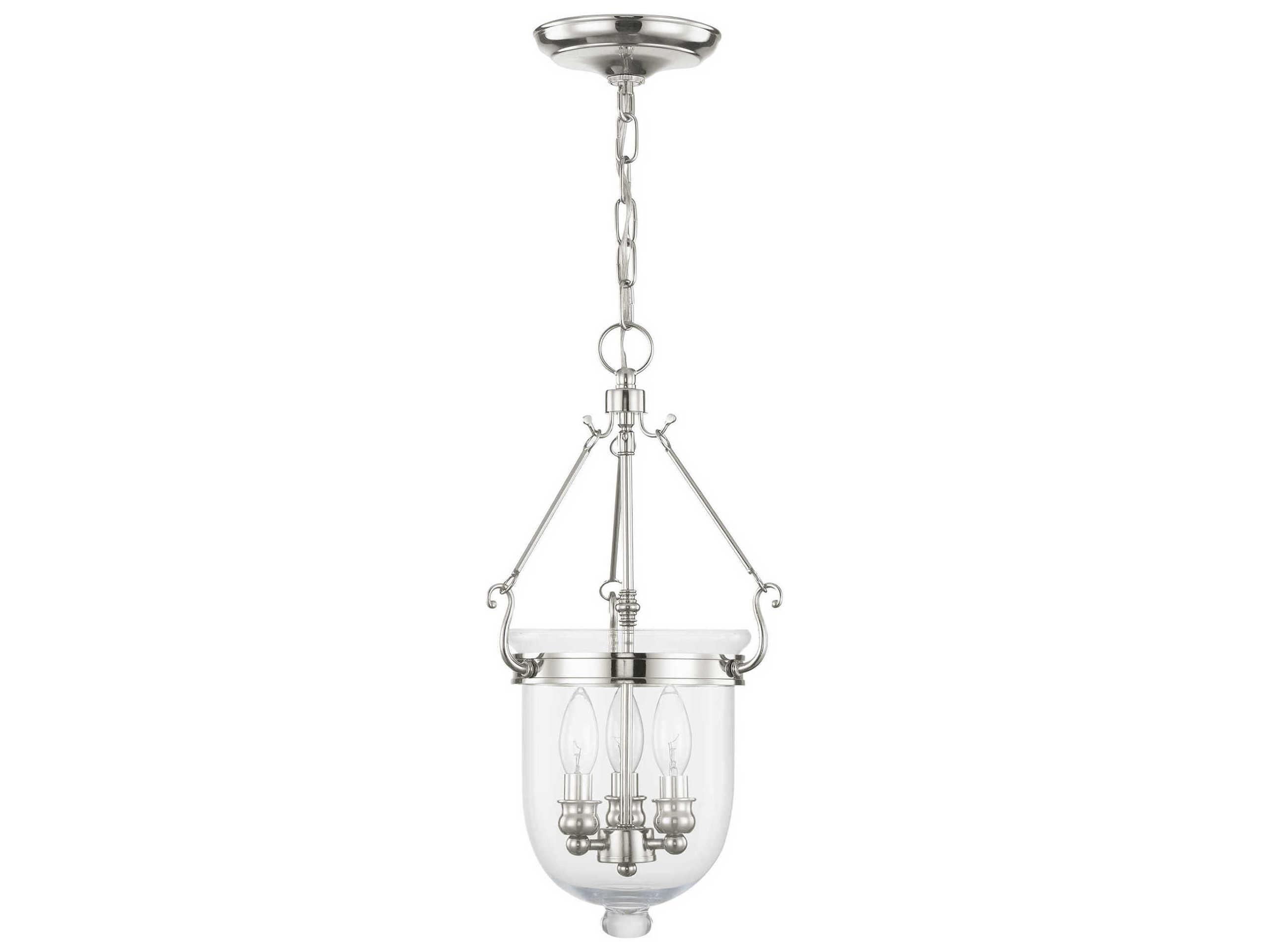 Livex Lighting Jefferson 3-Light Polished Nickel Glass Chandelier