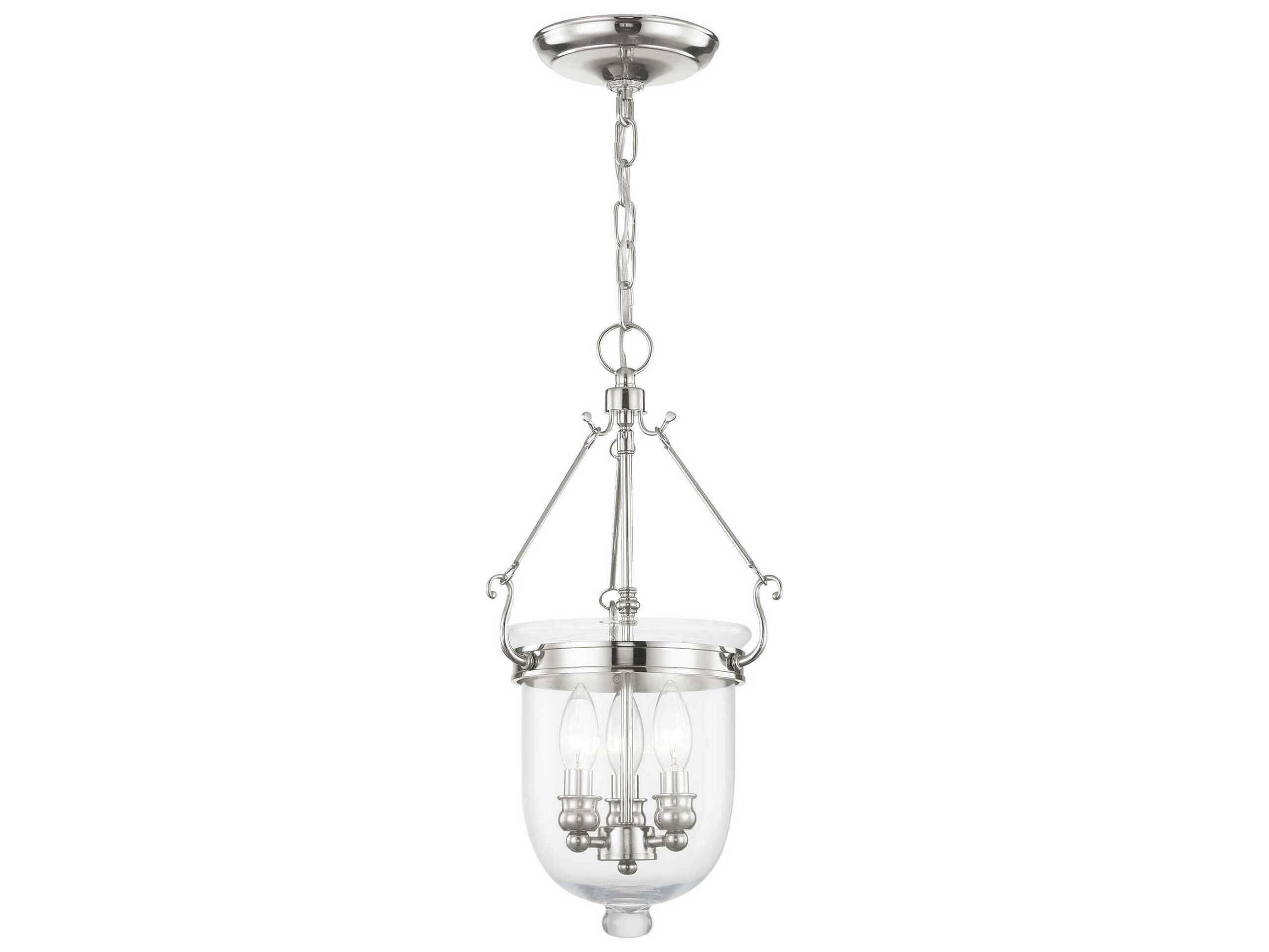 Livex Lighting Jefferson 3-Light Polished Nickel Glass Chandelier