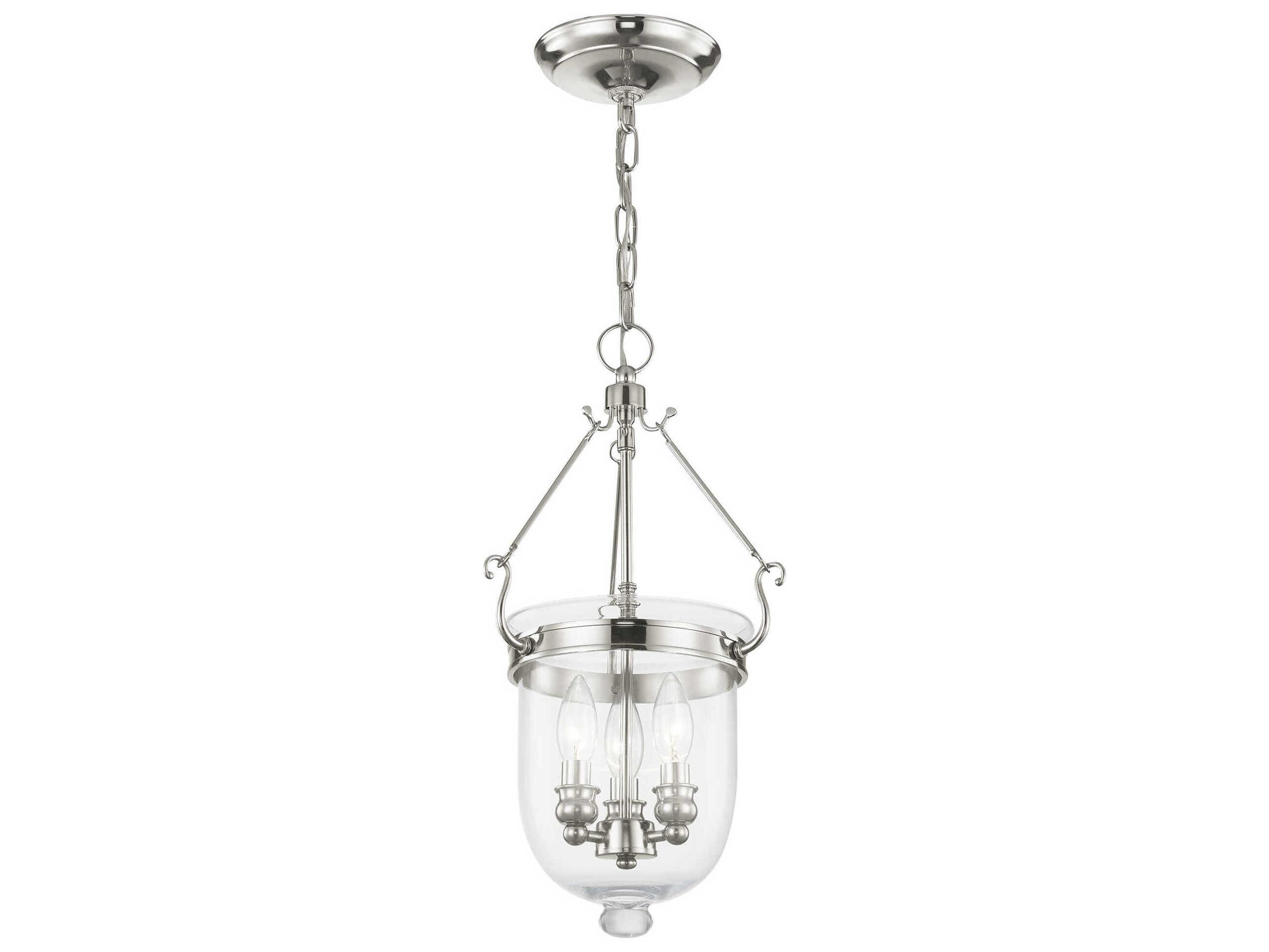 Livex Lighting Jefferson 3-Light Polished Nickel Glass Chandelier