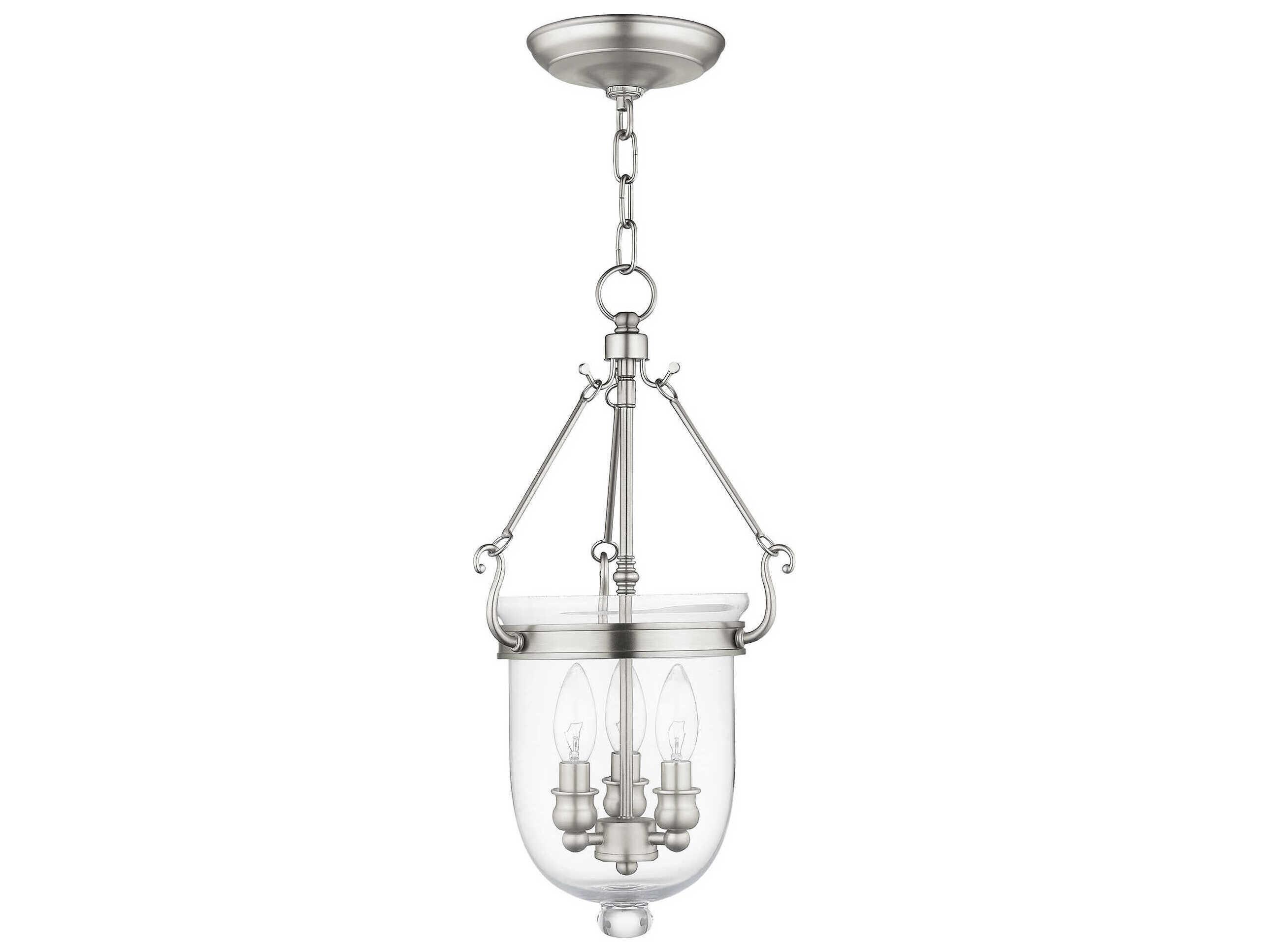 Livex Lighting Jefferson 3-Light Brushed Nickel Glass Chandelier
