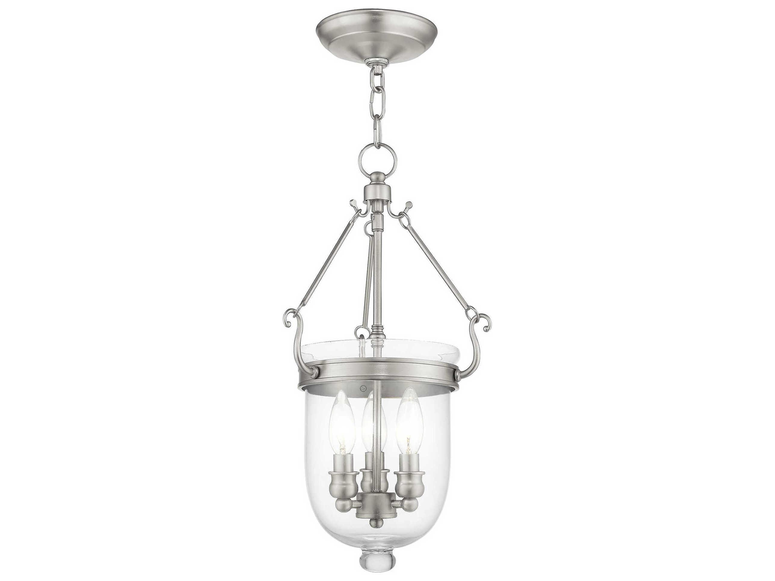 Livex Lighting Jefferson 3-Light Brushed Nickel Glass Chandelier