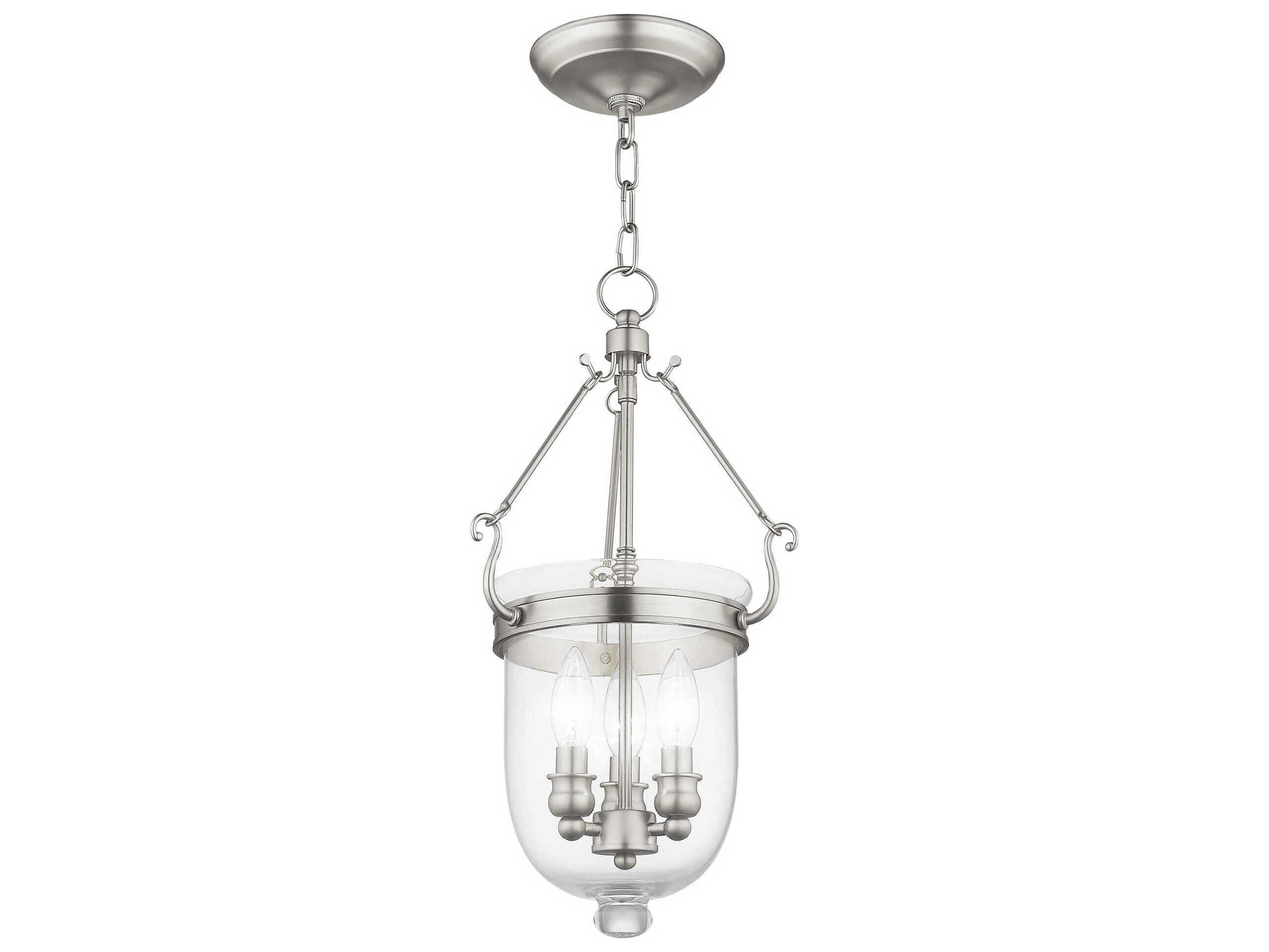 Livex Lighting Jefferson 3-Light Brushed Nickel Glass Chandelier