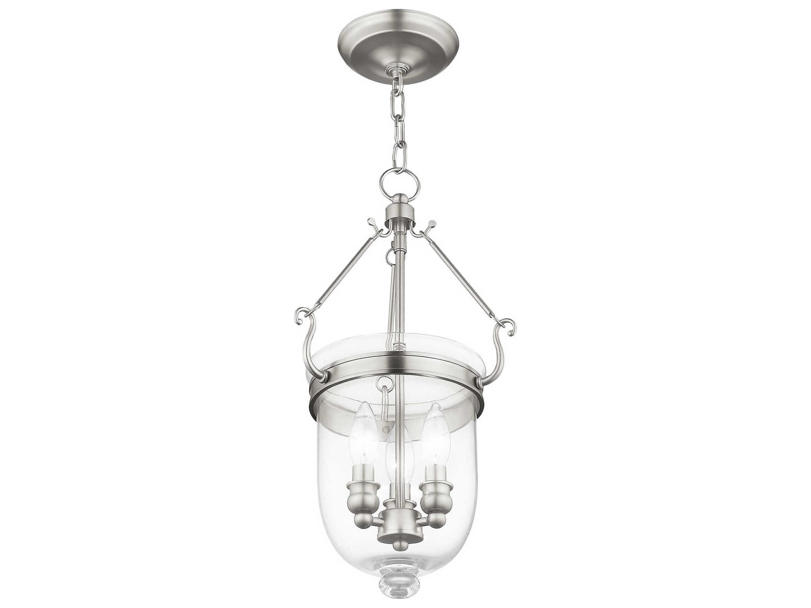Livex Lighting Jefferson 3-Light Brushed Nickel Glass Chandelier