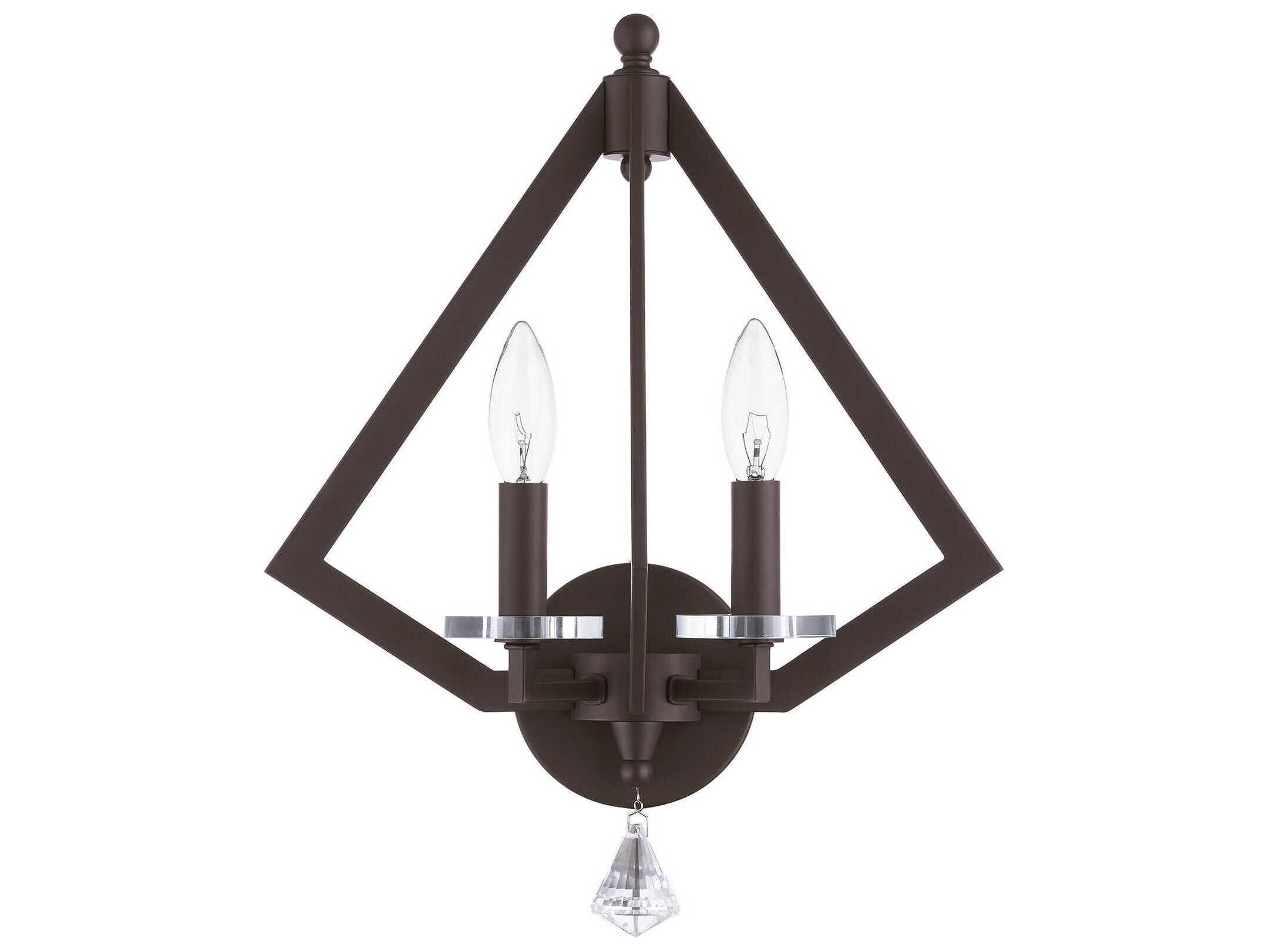 Livex Lighting Diamond 2-Light Bronze Crystal Wall Sconce