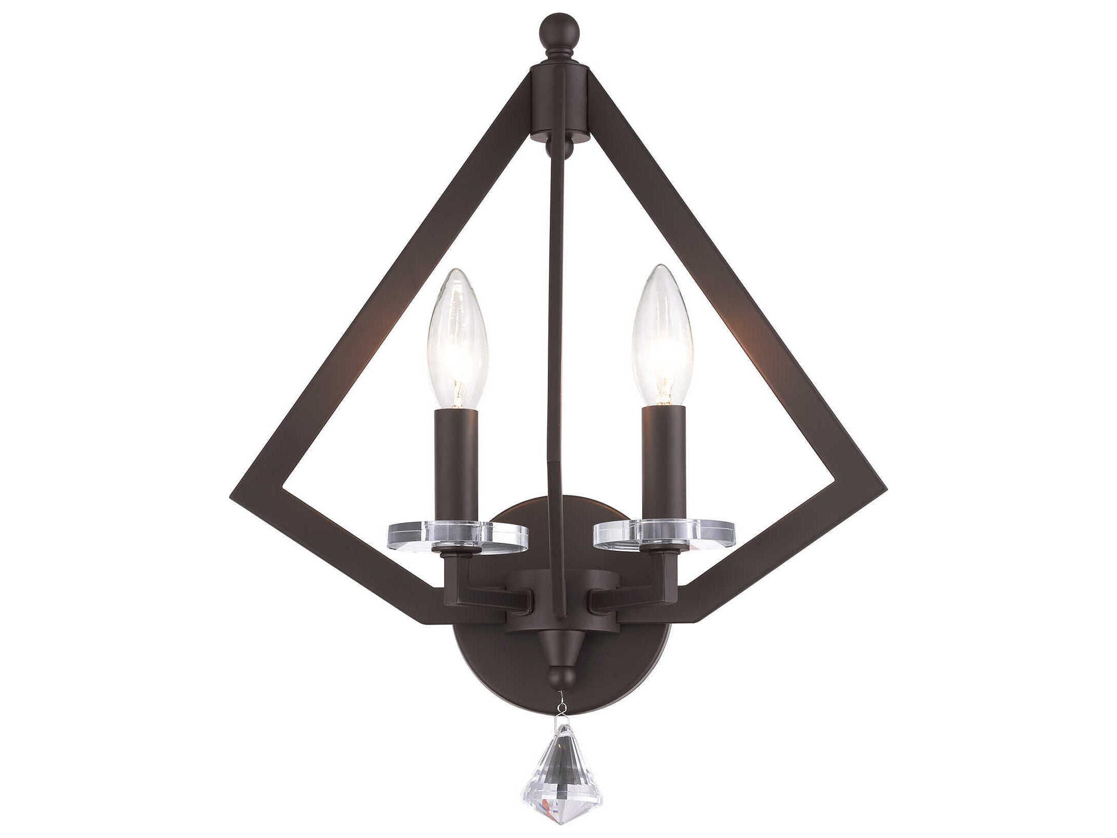 Livex Lighting Diamond 2-Light Bronze Crystal Wall Sconce