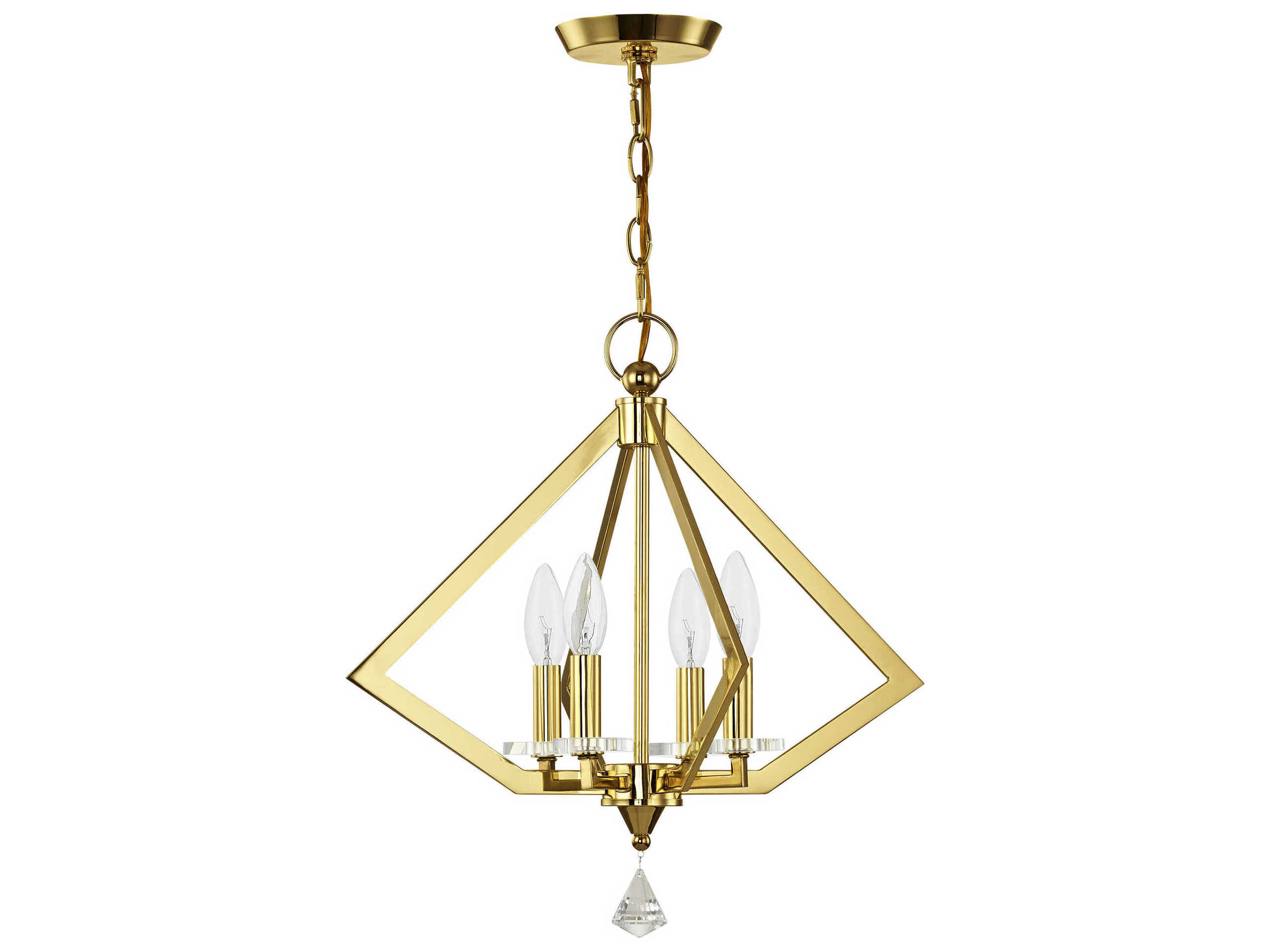 Livex Lighting Diamond 4-Light Polished Brass Crystal Candelabra Chandelier