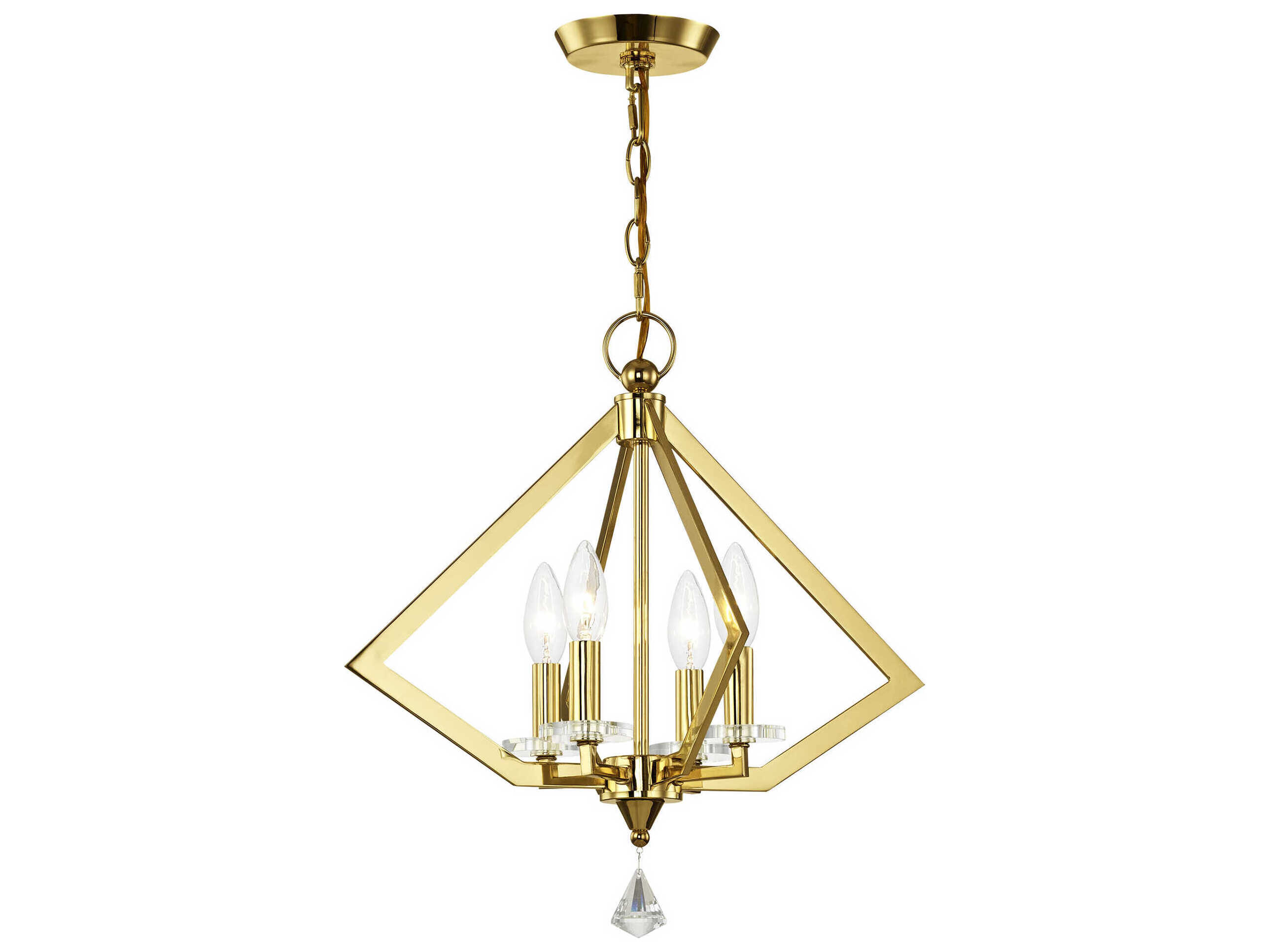 Livex Lighting Diamond 4-Light Polished Brass Crystal Candelabra Chandelier