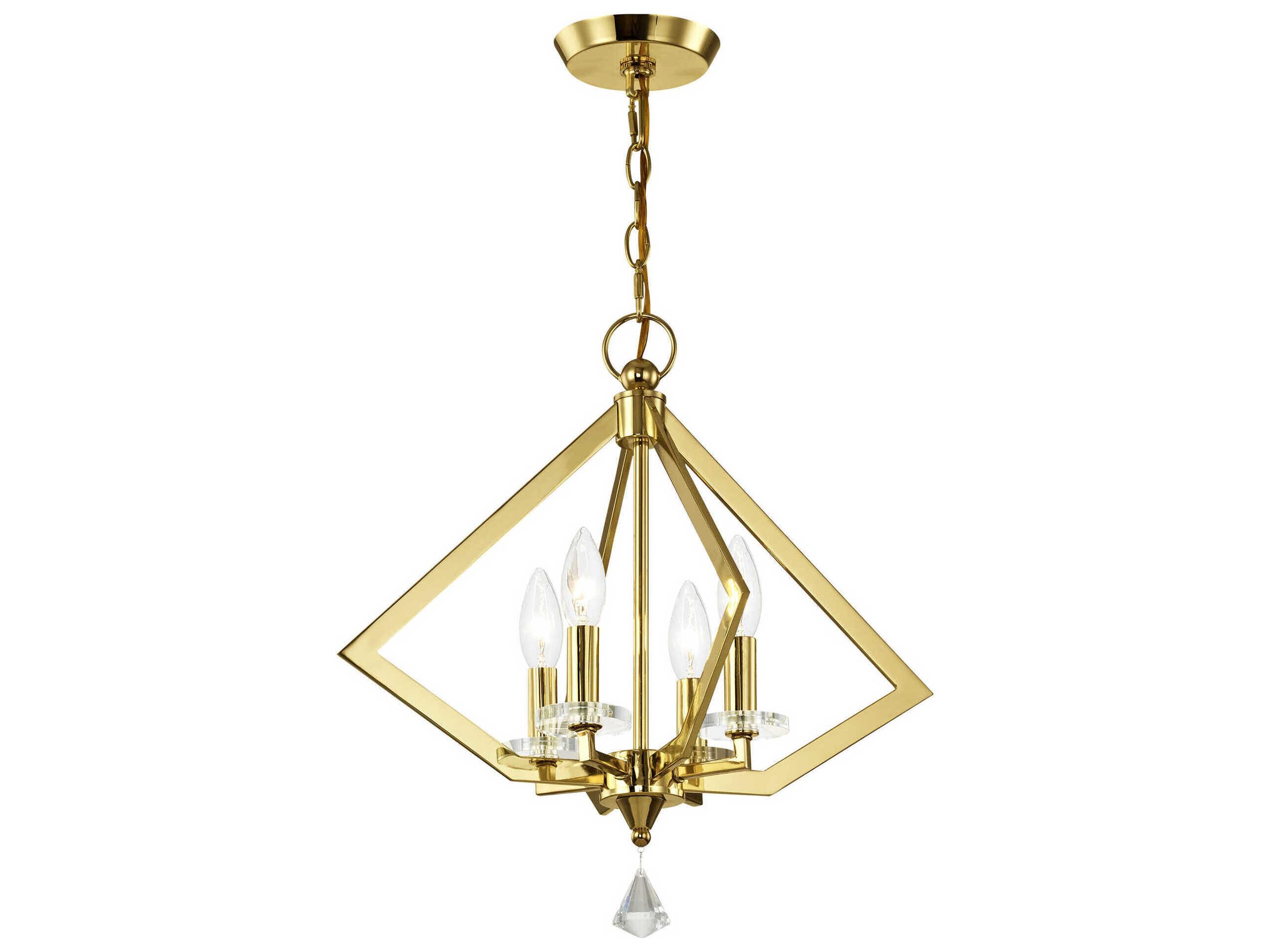 Livex Lighting Diamond 4-Light Polished Brass Crystal Candelabra Chandelier