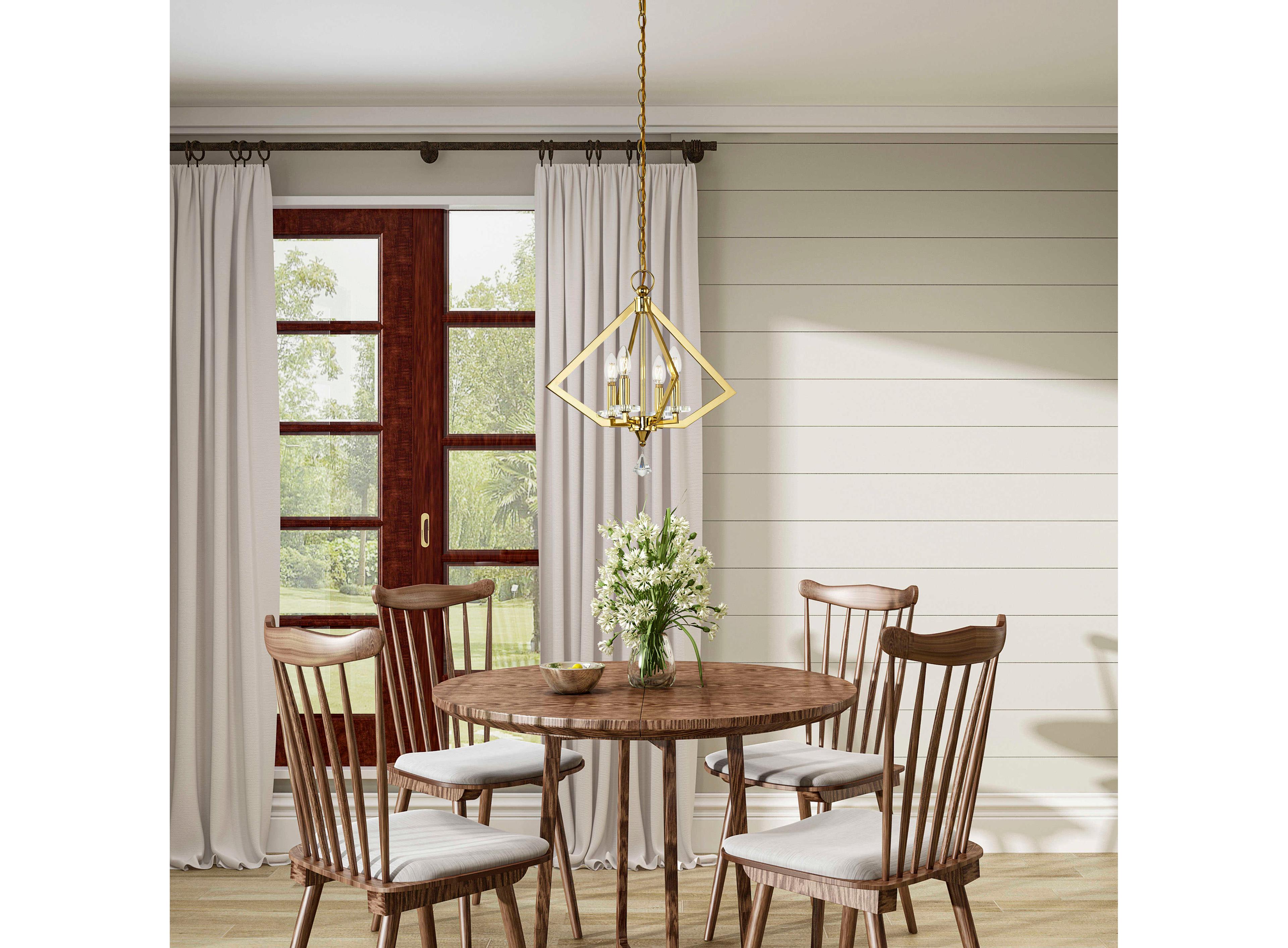 Livex Lighting Diamond 4-Light Polished Brass Crystal Candelabra Chandelier