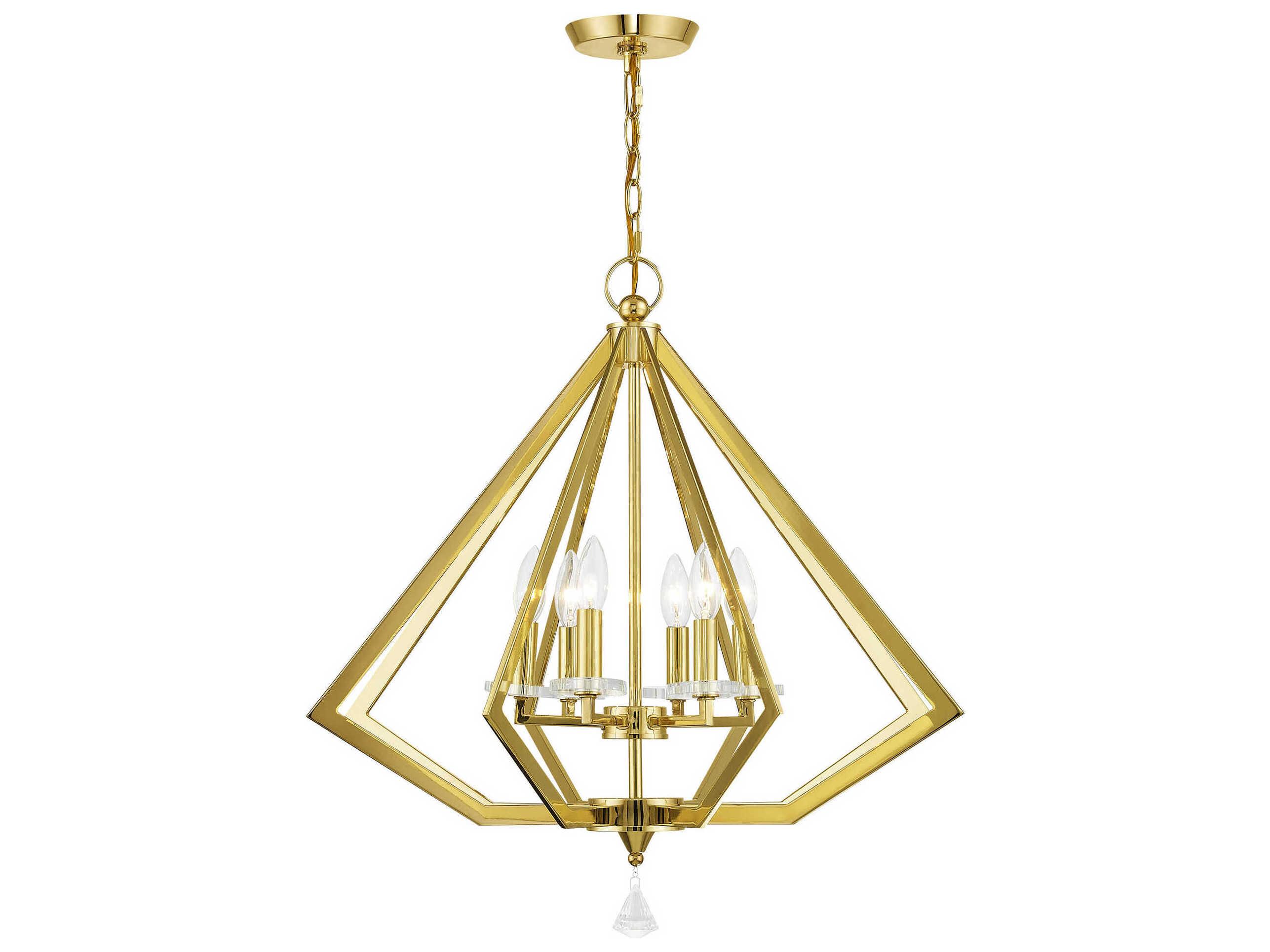 Livex Lighting Diamond 6-Light Polished Brass Crystal Candelabra Chandelier