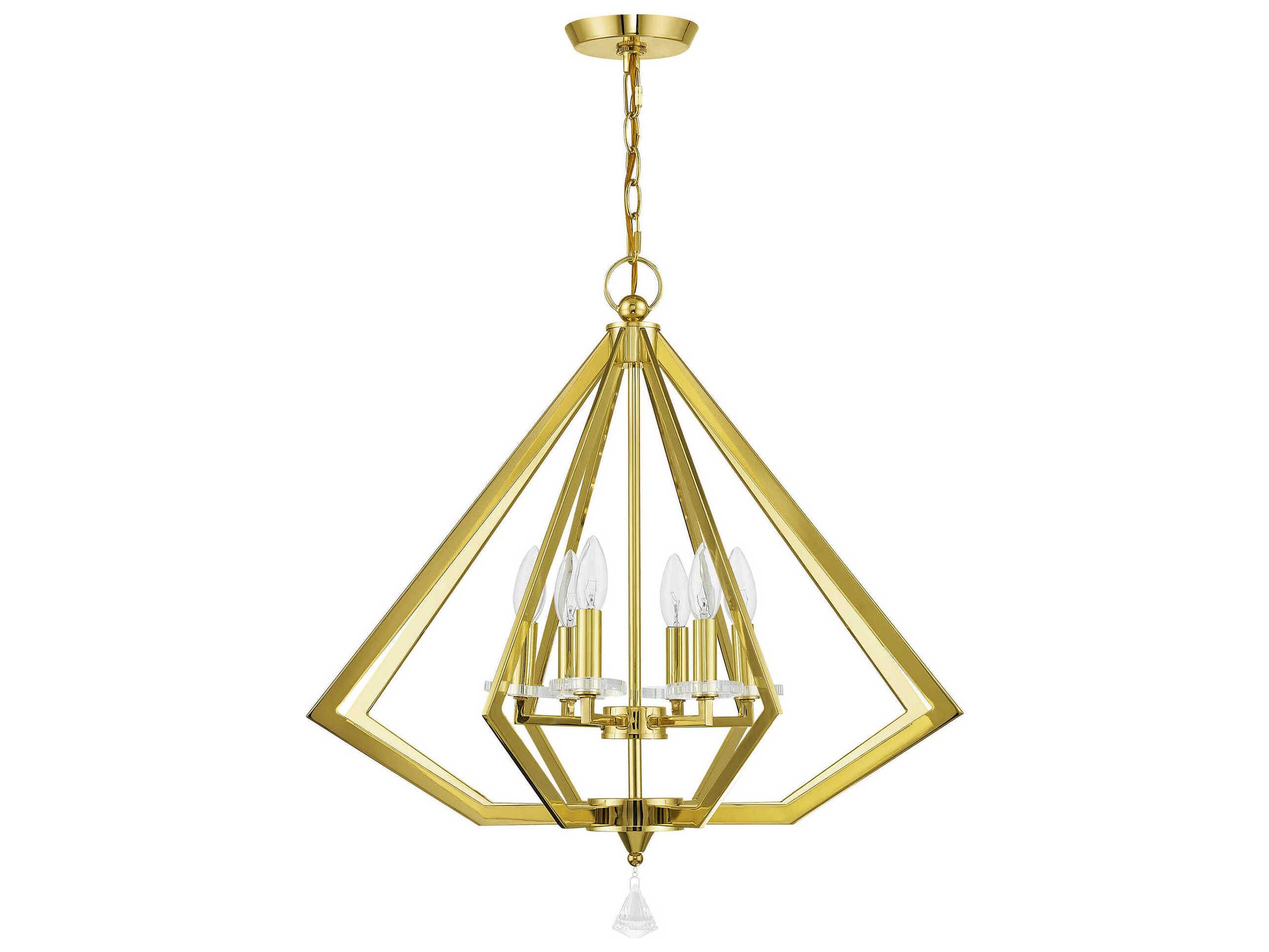 Livex Lighting Diamond 6-Light Polished Brass Crystal Candelabra Chandelier