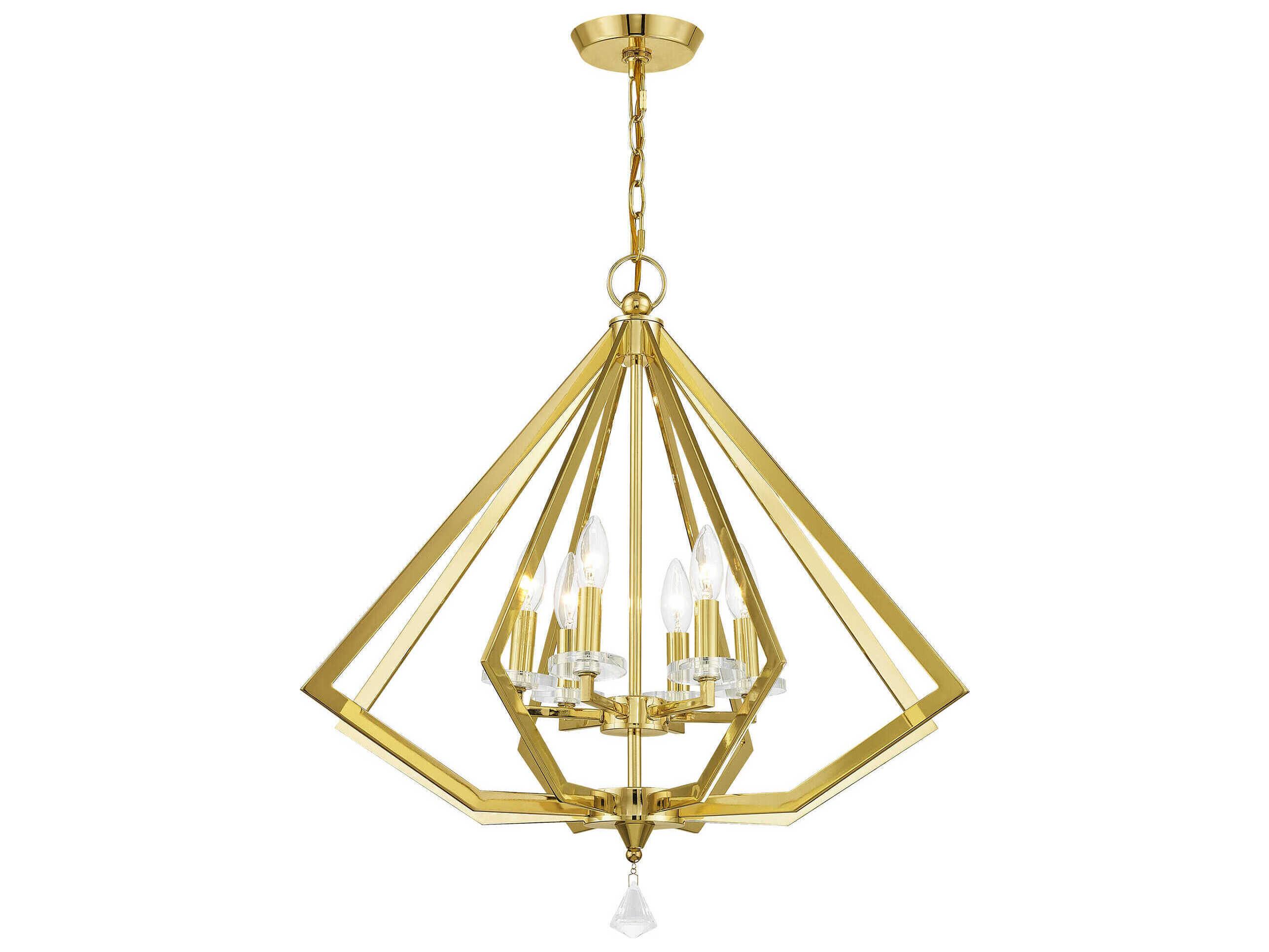 Livex Lighting Diamond 6-Light Polished Brass Crystal Candelabra Chandelier