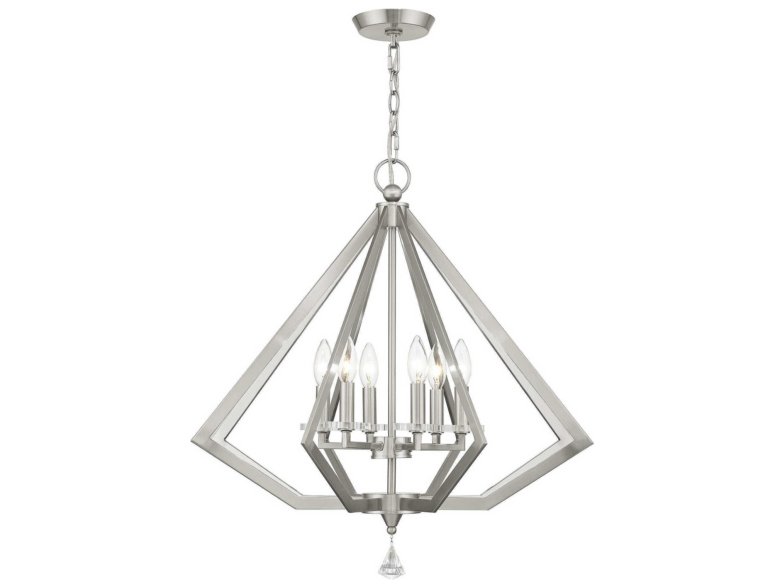 Livex Lighting Diamond 6-Light Brushed Nickel Crystal Candelabra Chandelier