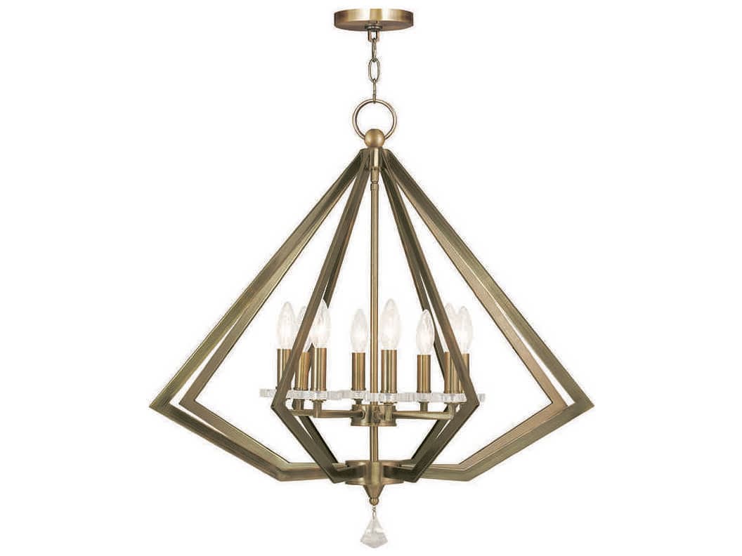 Livex Lighting Diamond 8-Light Antique Brass Crystal Candelabra Chandelier