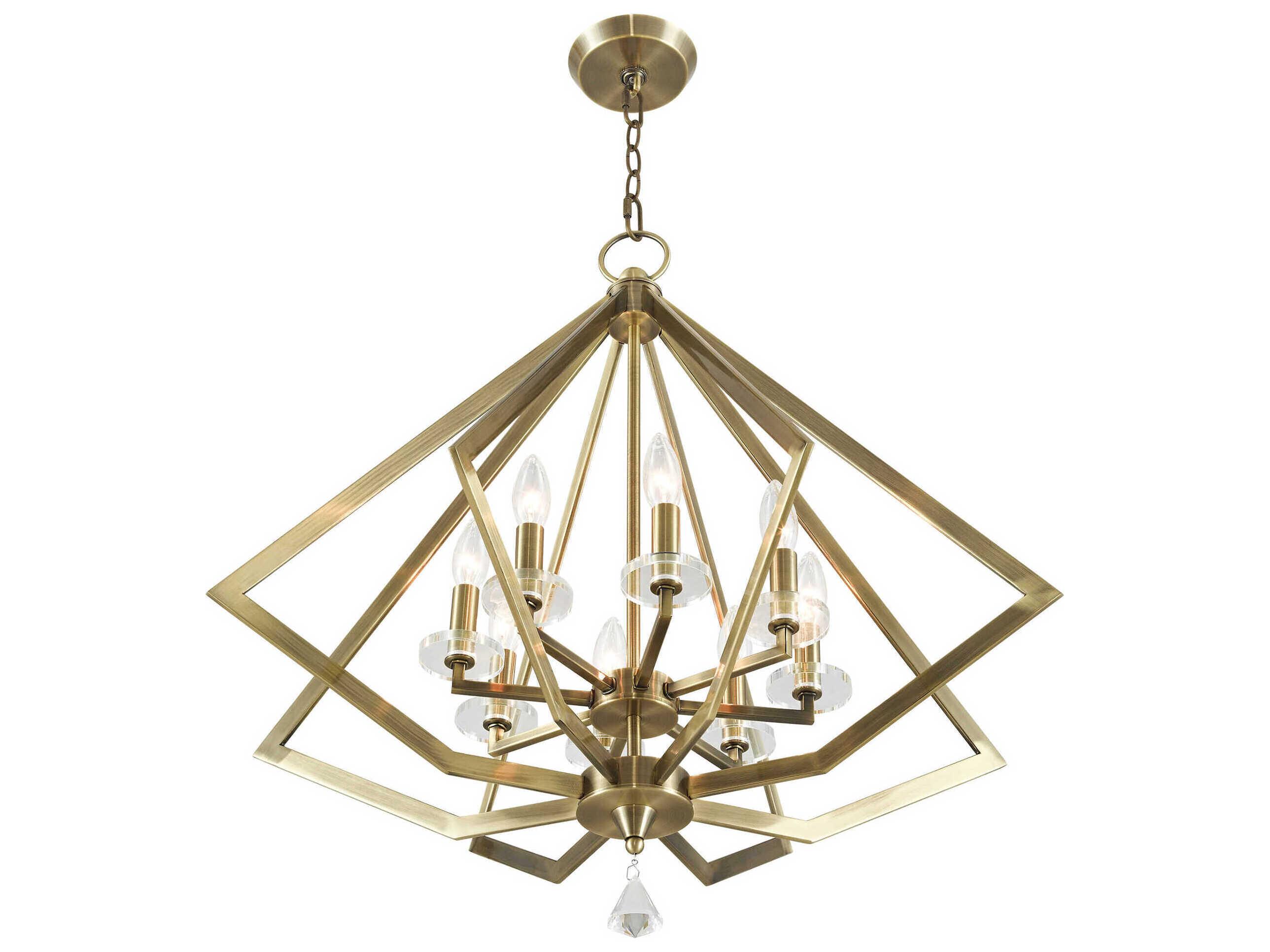 Livex Lighting Diamond 8-Light Antique Brass Crystal Candelabra Chandelier
