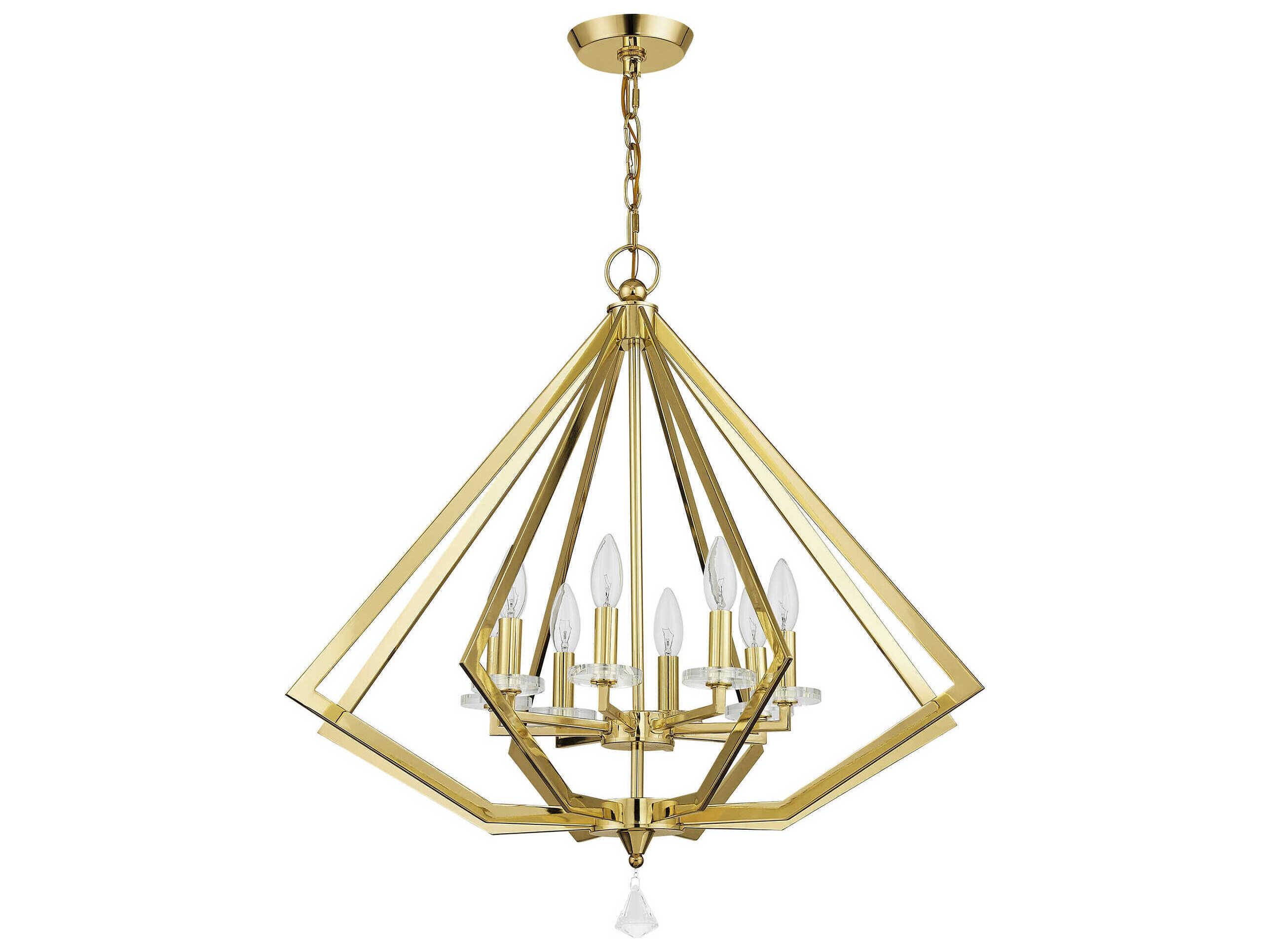 Livex Lighting Diamond 8-Light Polished Brass Crystal Candelabra Chandelier
