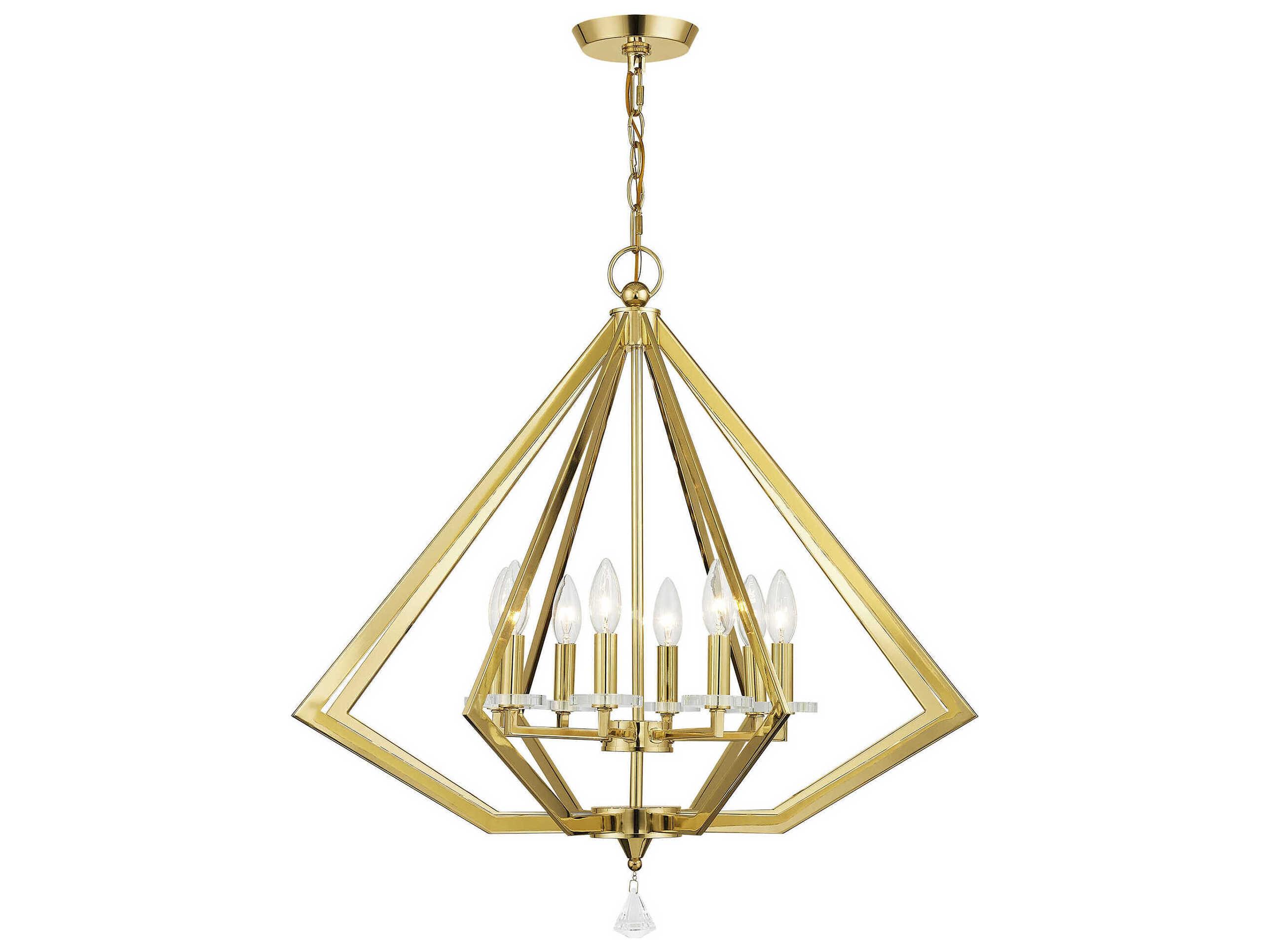 Livex Lighting Diamond 8-Light Polished Brass Crystal Candelabra Chandelier