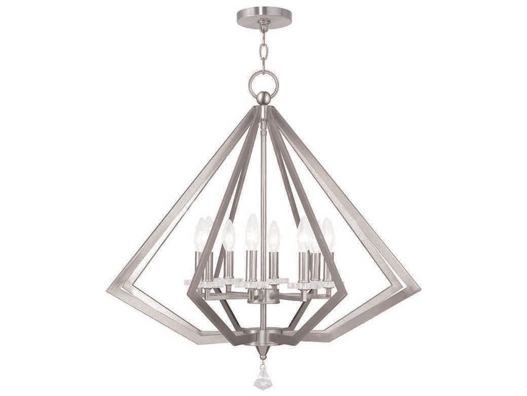 Livex Lighting Diamond 8-Light Brushed Nickel Crystal Candelabra Chandelier