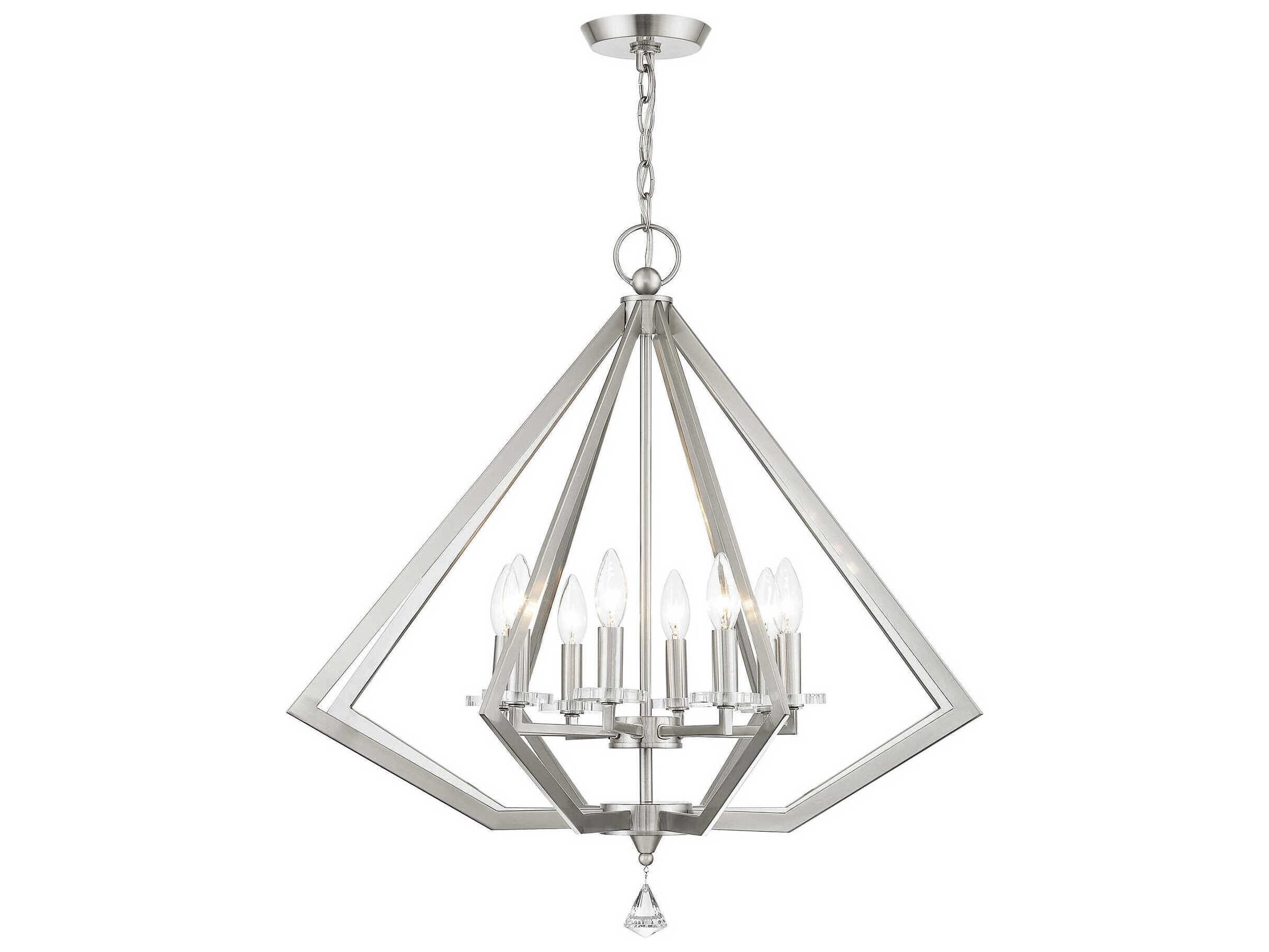 Livex Lighting Diamond 8-Light Brushed Nickel Crystal Candelabra Chandelier