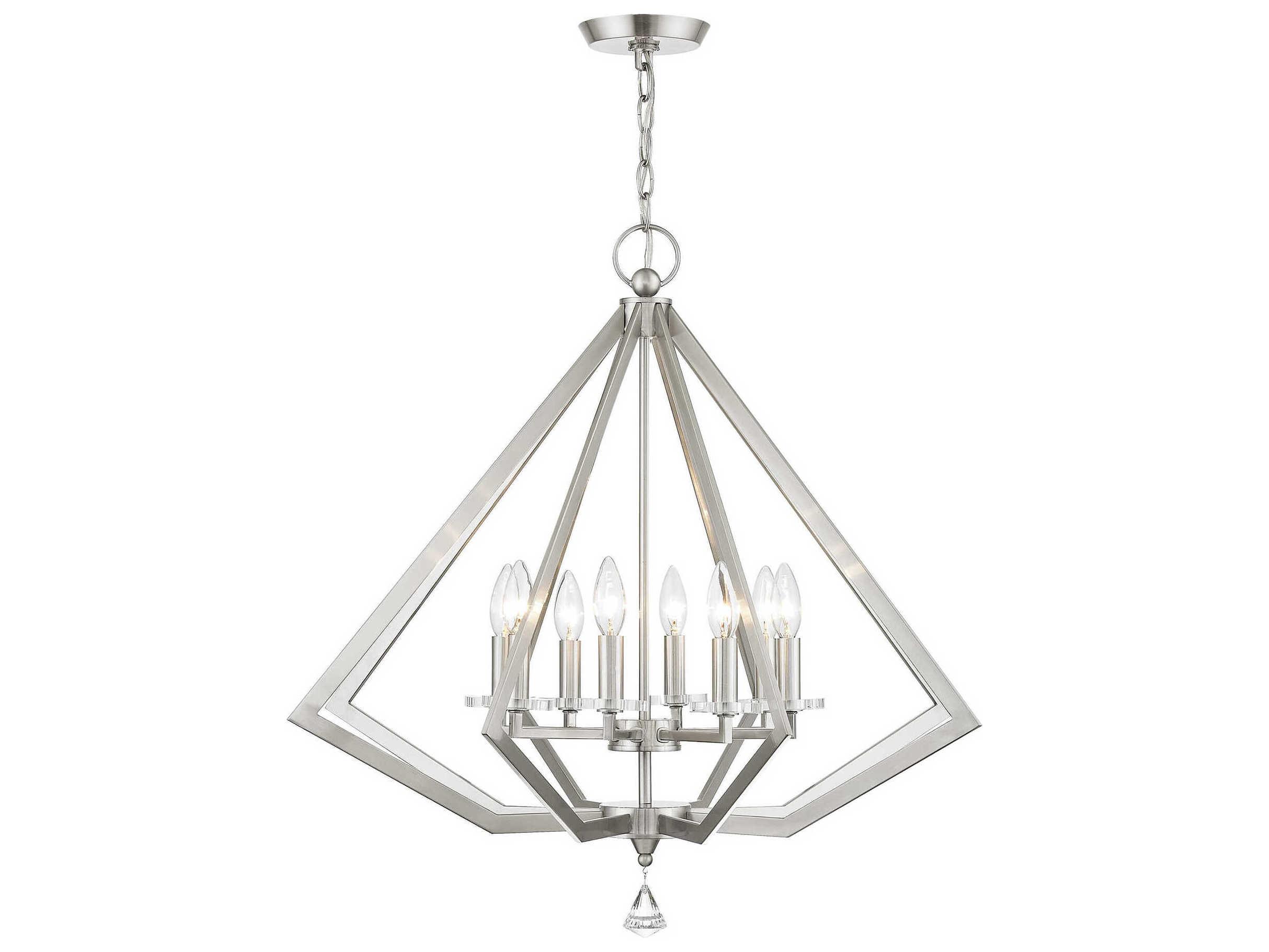 Livex Lighting Diamond 8-Light Brushed Nickel Crystal Candelabra Chandelier