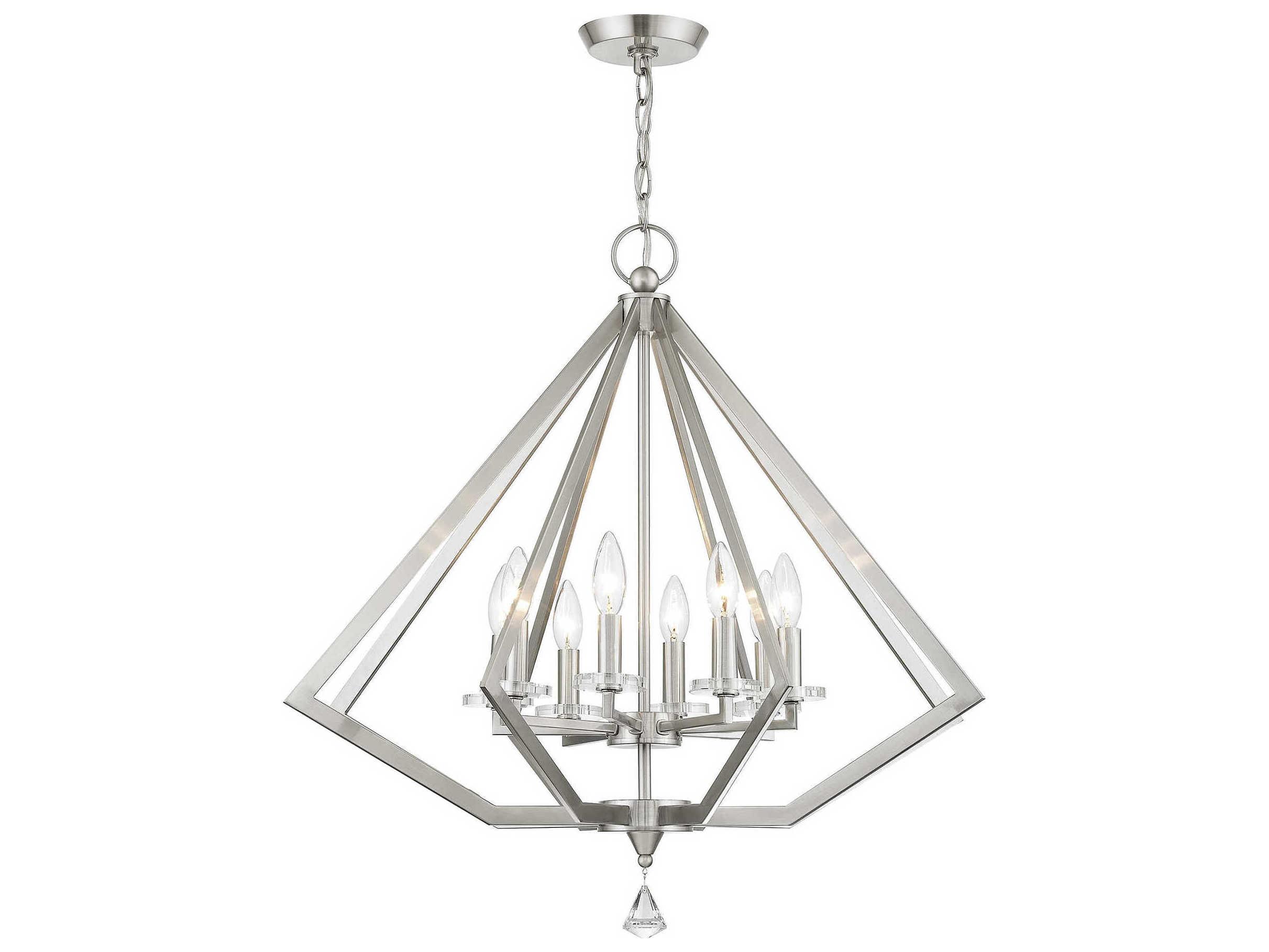 Livex Lighting Diamond 8-Light Brushed Nickel Crystal Candelabra Chandelier