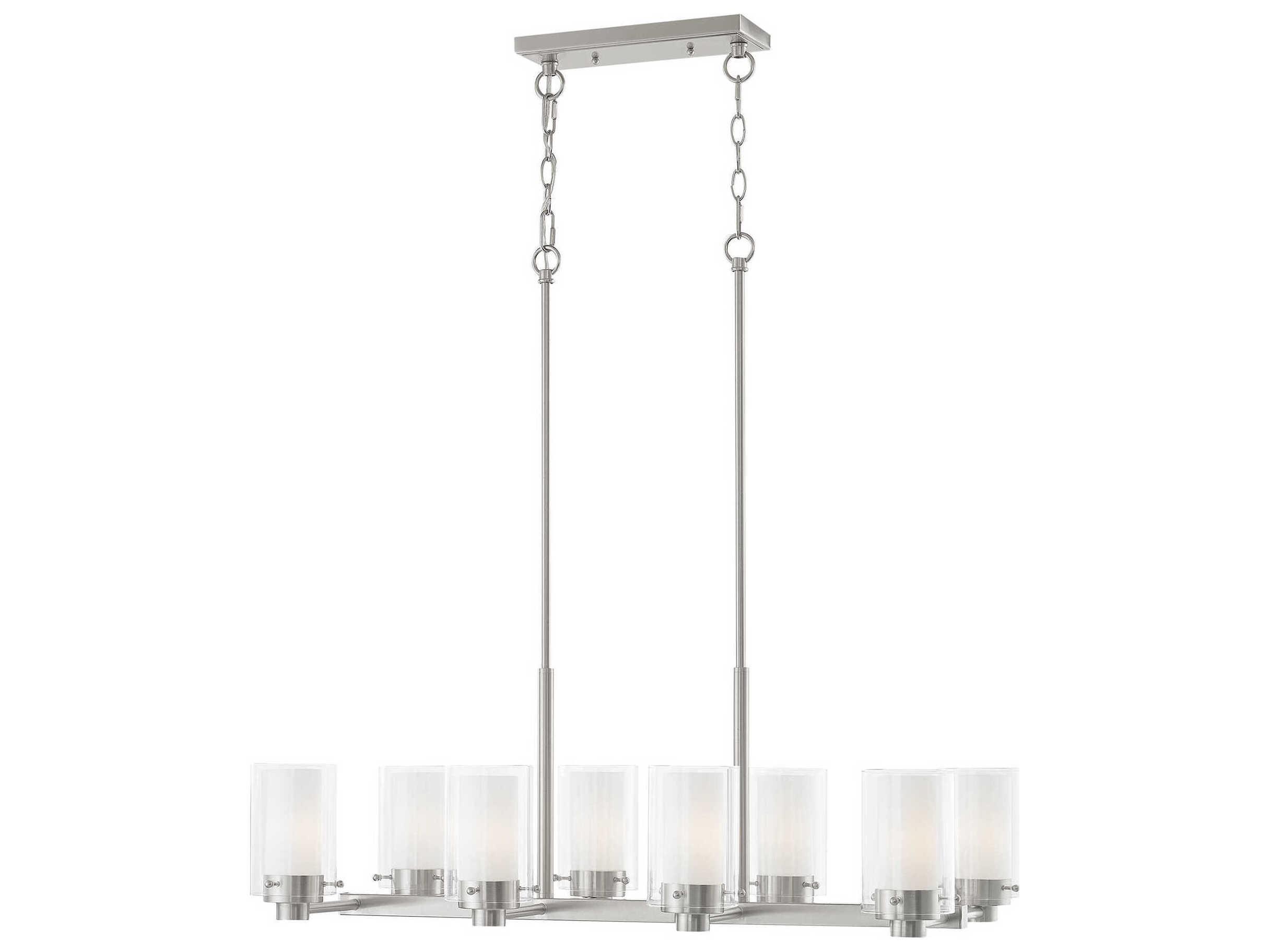 Livex Lighting Manhattan 8-Light Brushed Nickel Glass Cylinder Island Pendant