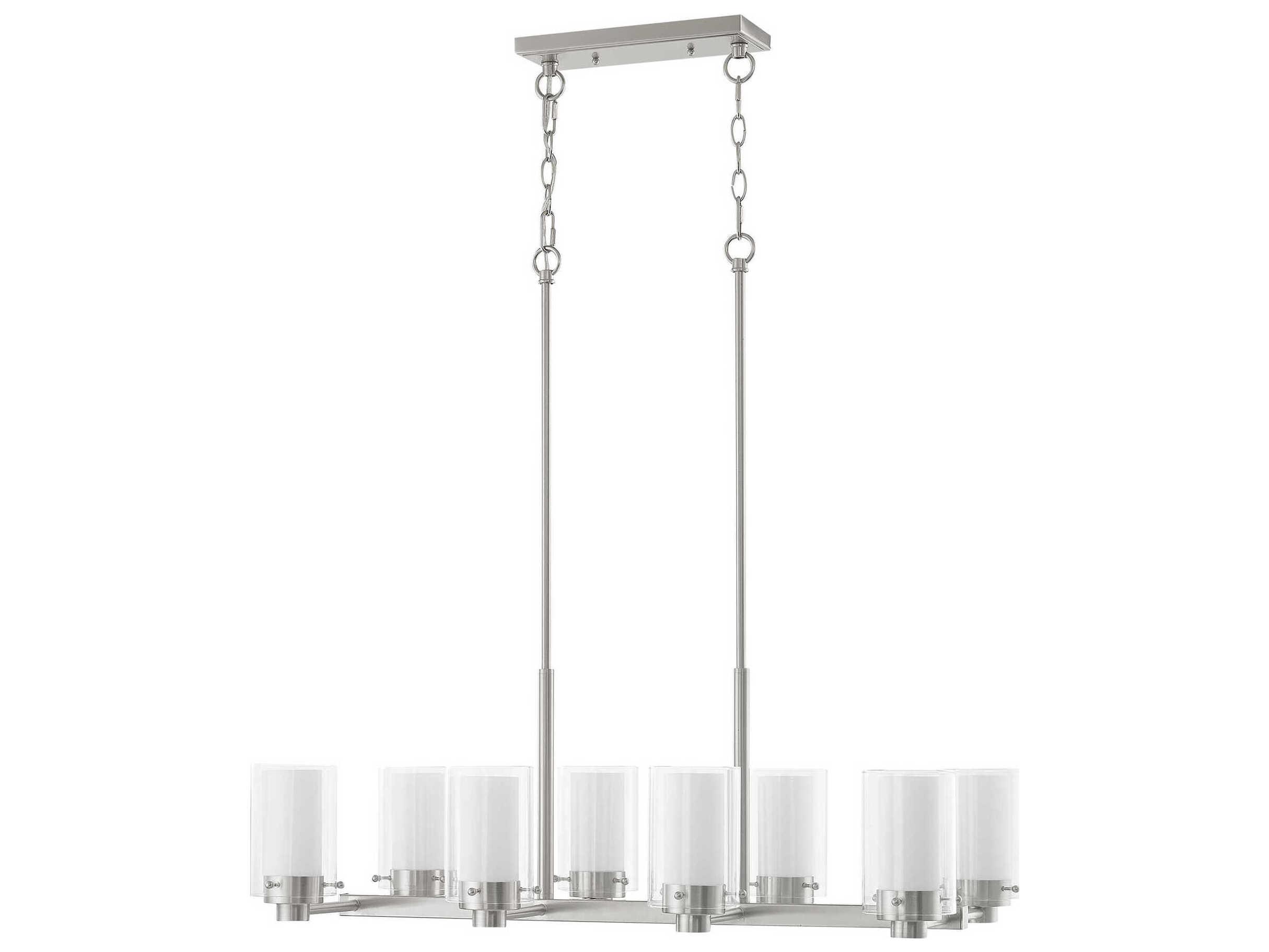 Livex Lighting Manhattan 8-Light Brushed Nickel Glass Cylinder Island Pendant