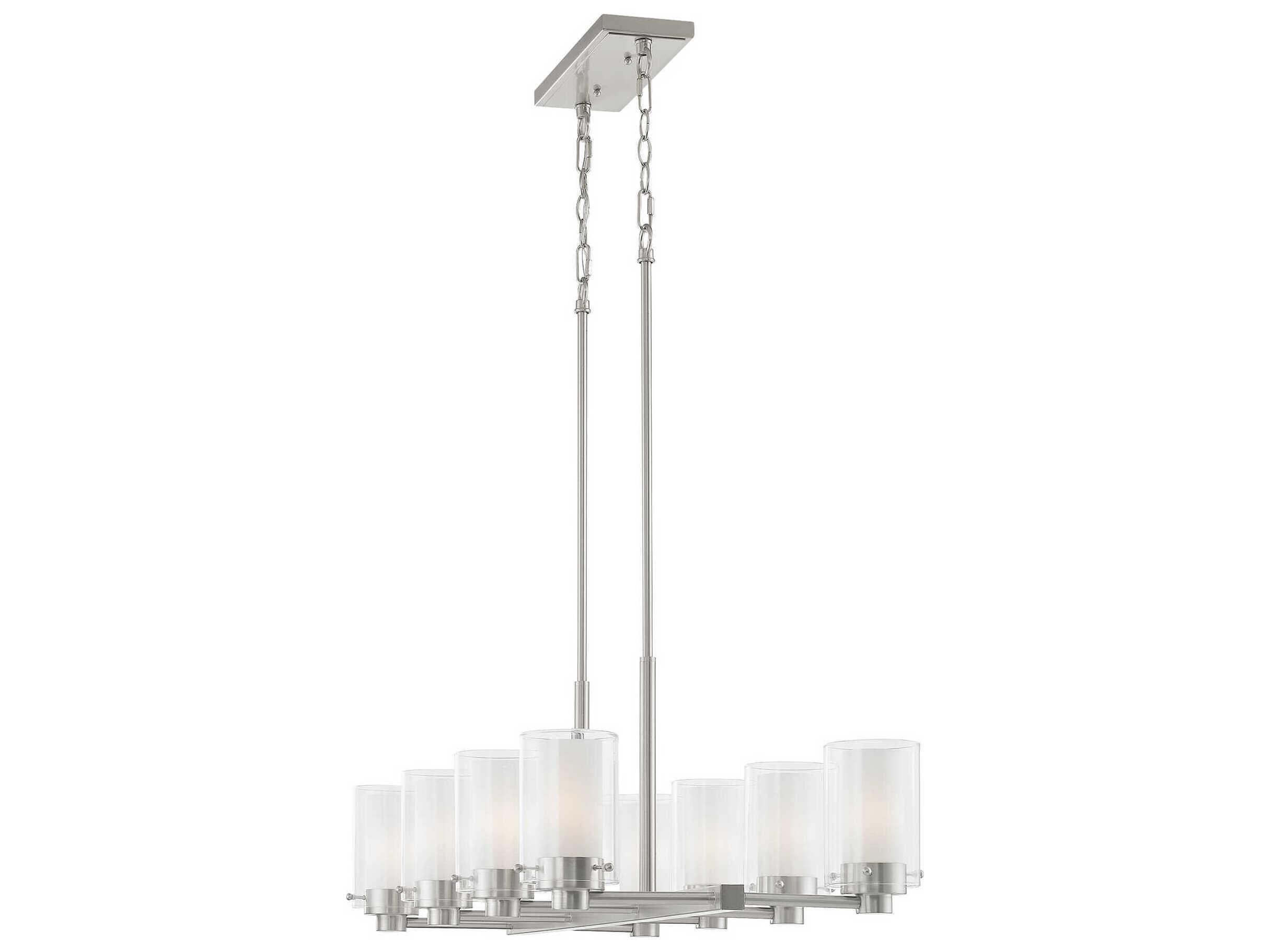Livex Lighting Manhattan 8-Light Brushed Nickel Glass Cylinder Island Pendant