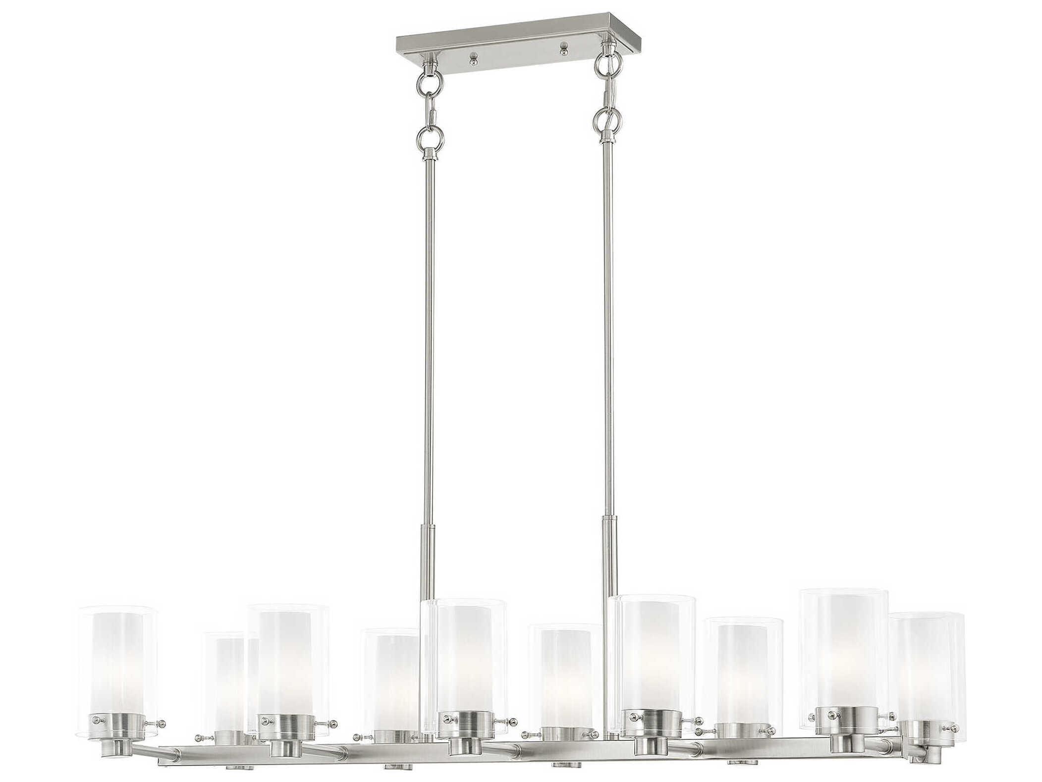 Livex Lighting Manhattan 10-Light Brushed Nickel Glass Cylinder Island Pendant