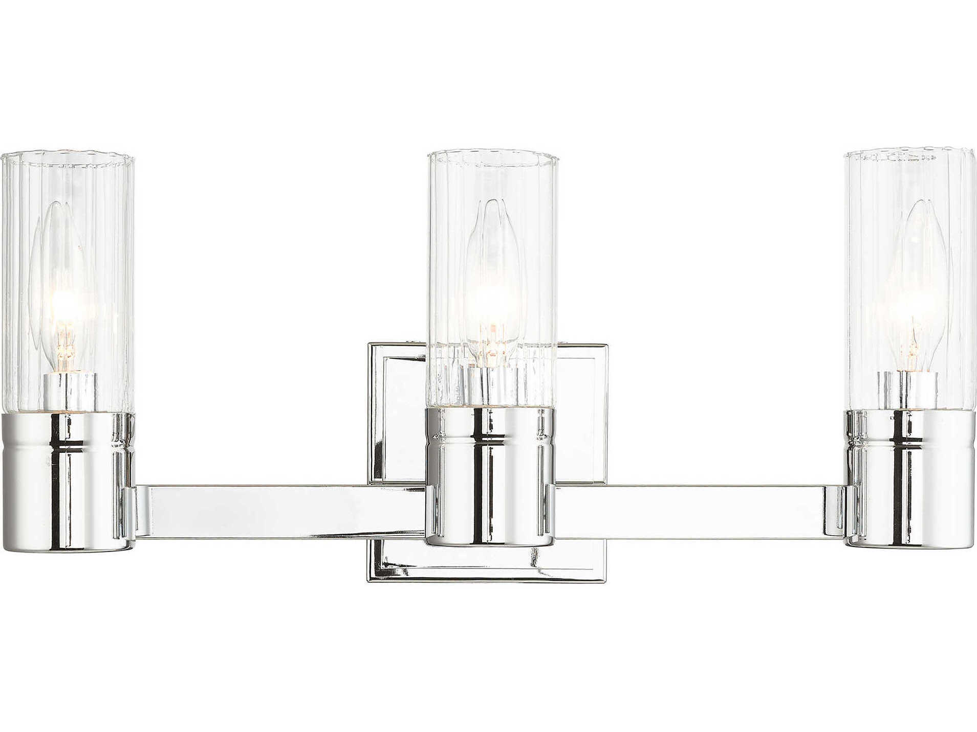 Livex Lighting Midtown 3-Light Polished Chrome Glass Vanity Light