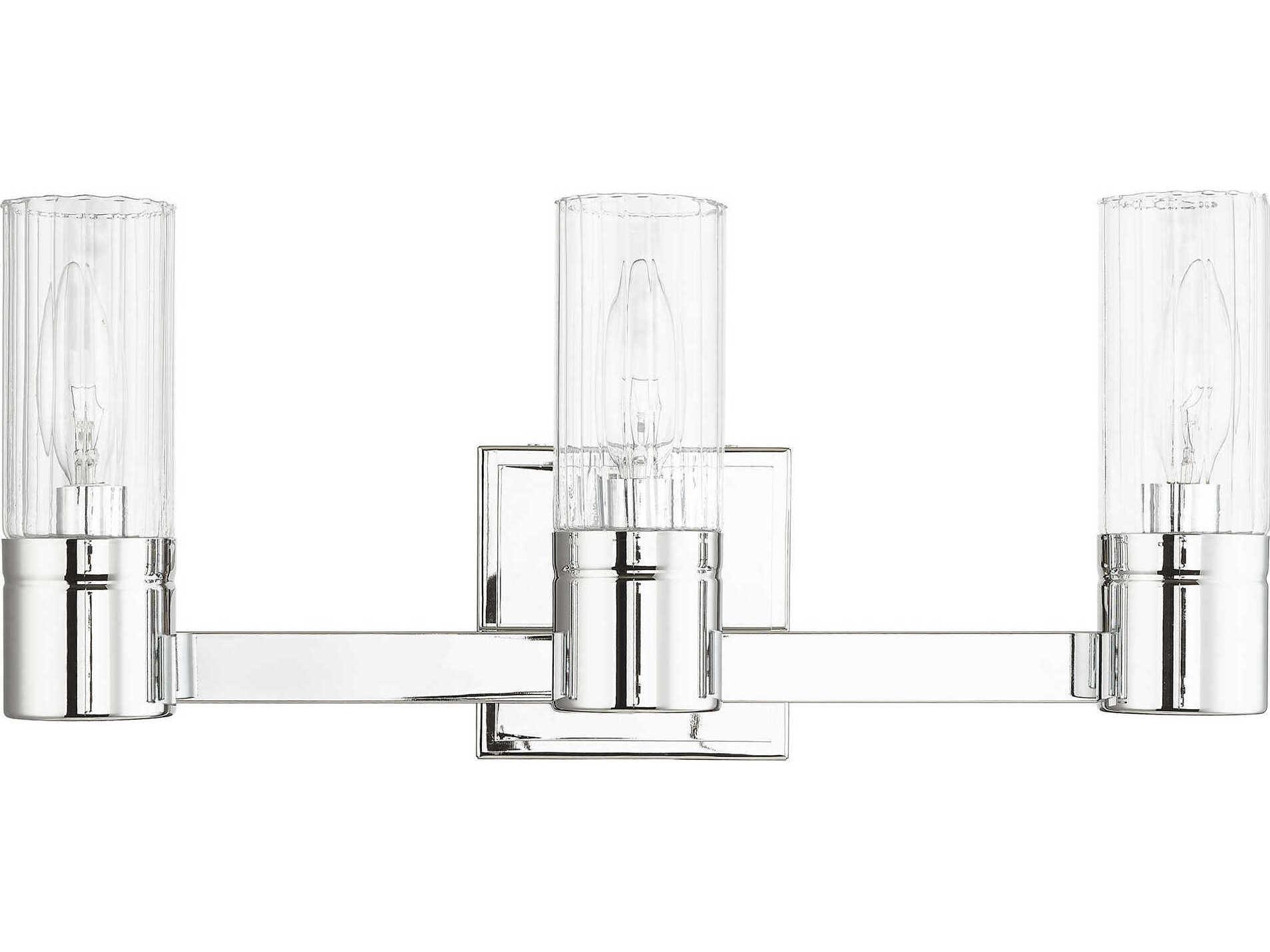 Livex Lighting Midtown 3-Light Polished Chrome Glass Vanity Light