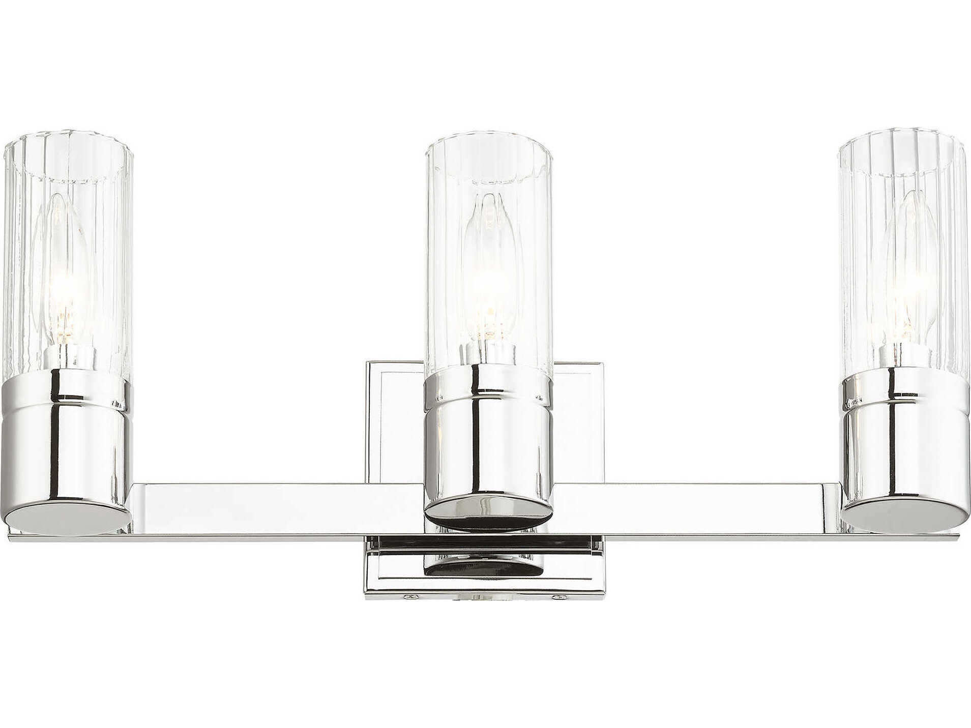 Livex Lighting Midtown 3-Light Polished Chrome Glass Vanity Light