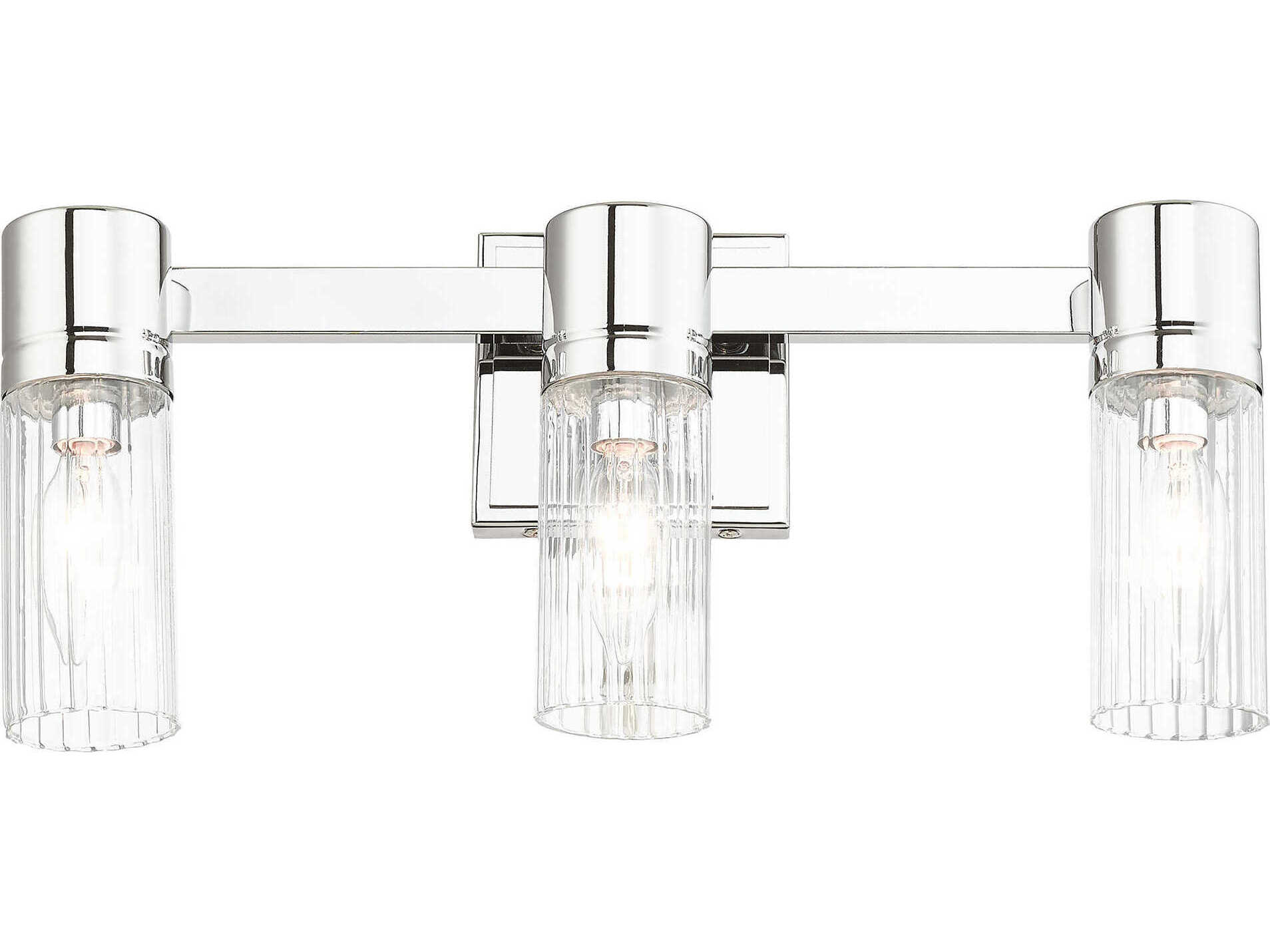 Livex Lighting Midtown 3-Light Polished Chrome Glass Vanity Light