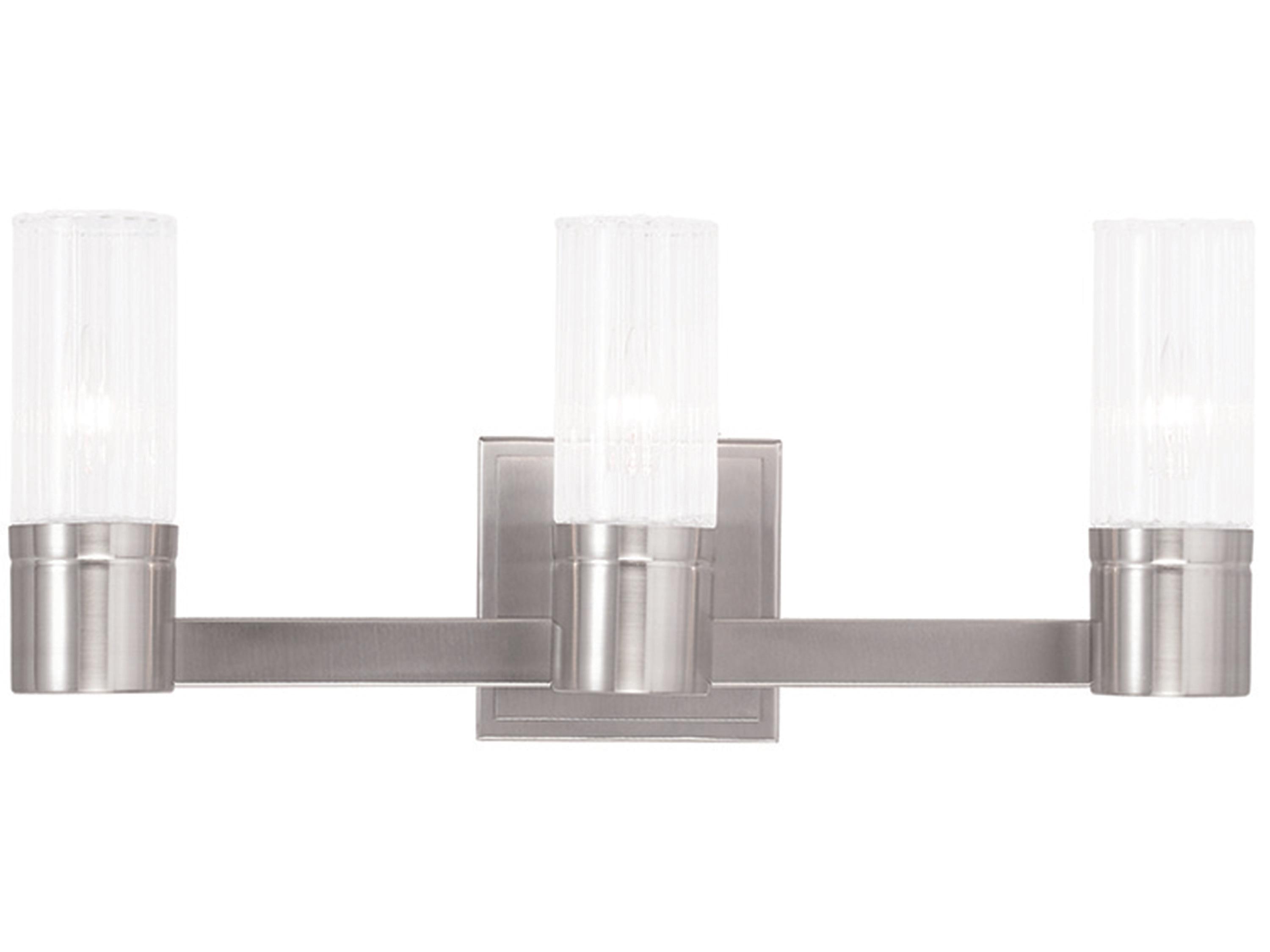 Livex Lighting Midtown 3-Light Brushed Nickel Glass Vanity Light