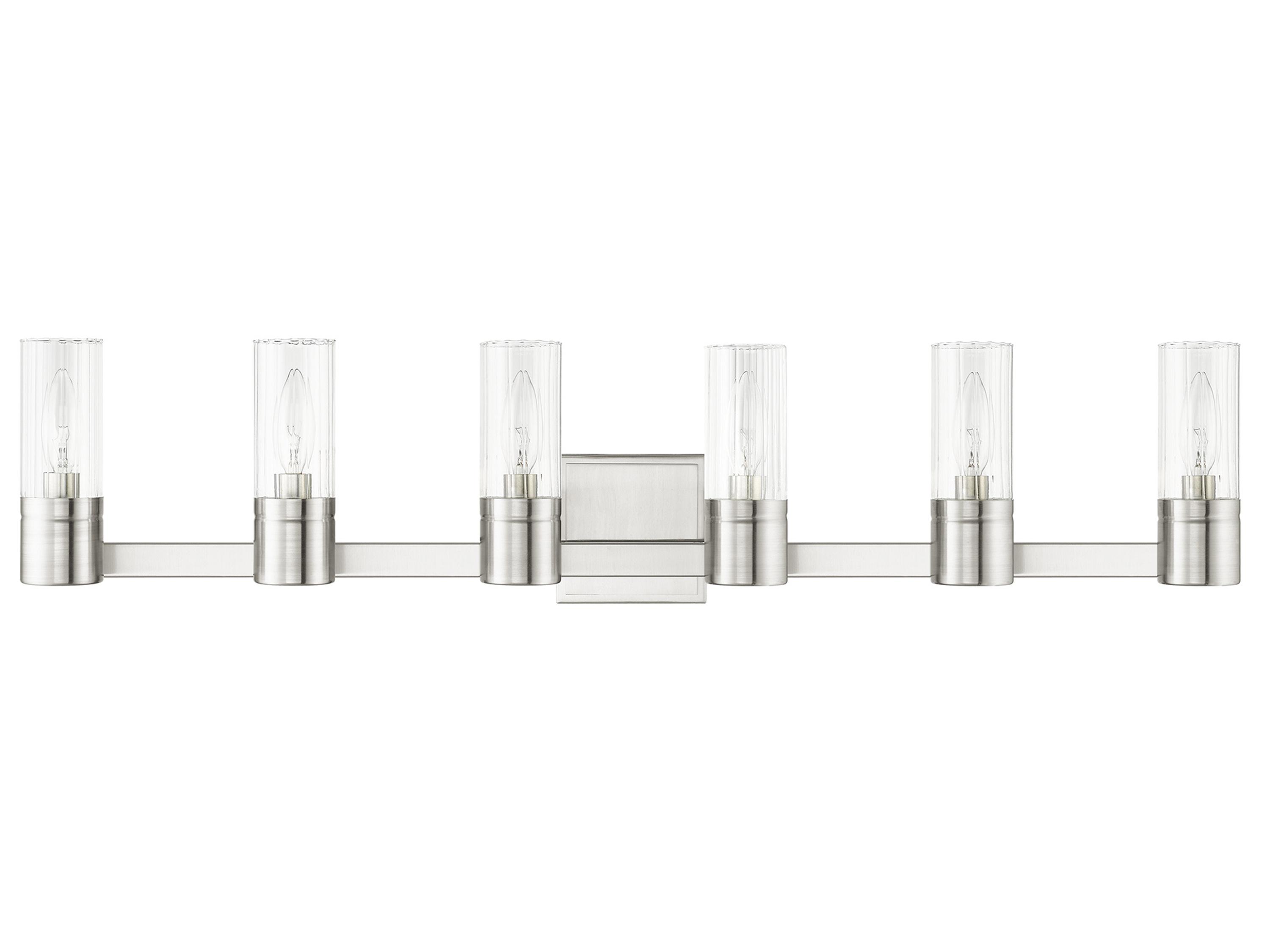 Livex Lighting Midtown 6-Light Brushed Nickel Glass Vanity Light