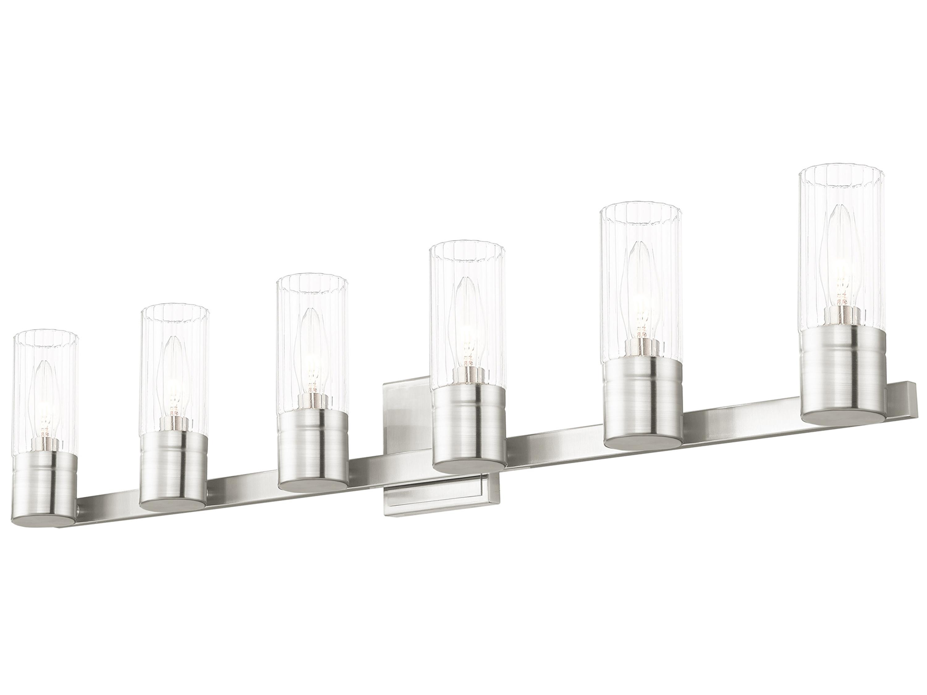 Livex Lighting Midtown 6-Light Brushed Nickel Glass Vanity Light