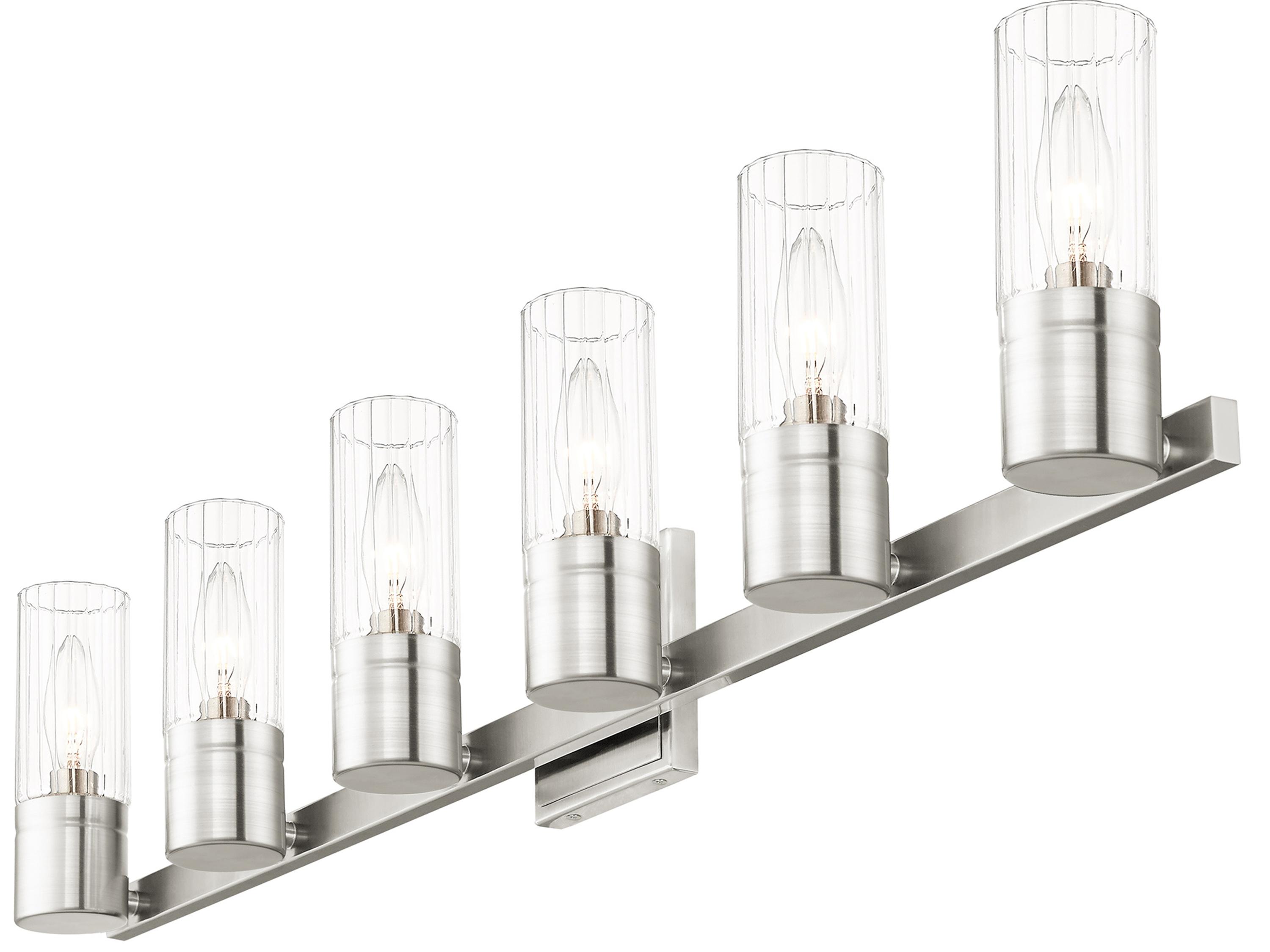 Livex Lighting Midtown 6-Light Brushed Nickel Glass Vanity Light