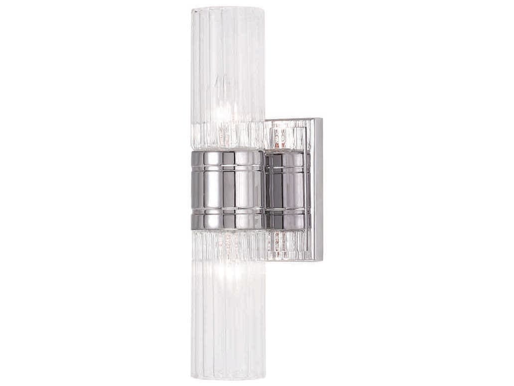 Livex Lighting Midtown 2-Light Polished Chrome Glass Vanity Light