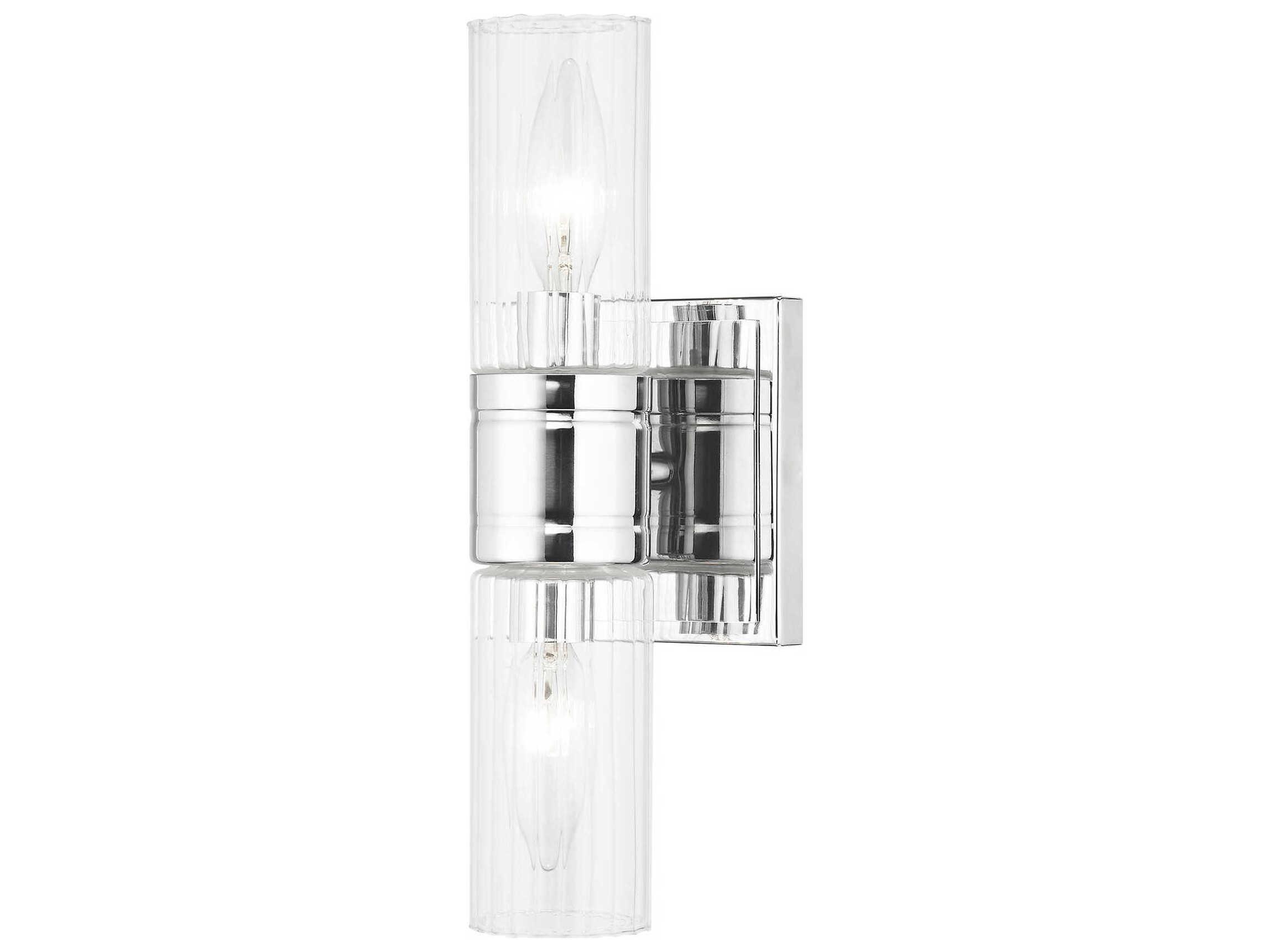 Livex Lighting Midtown 2-Light Polished Chrome Glass Vanity Light